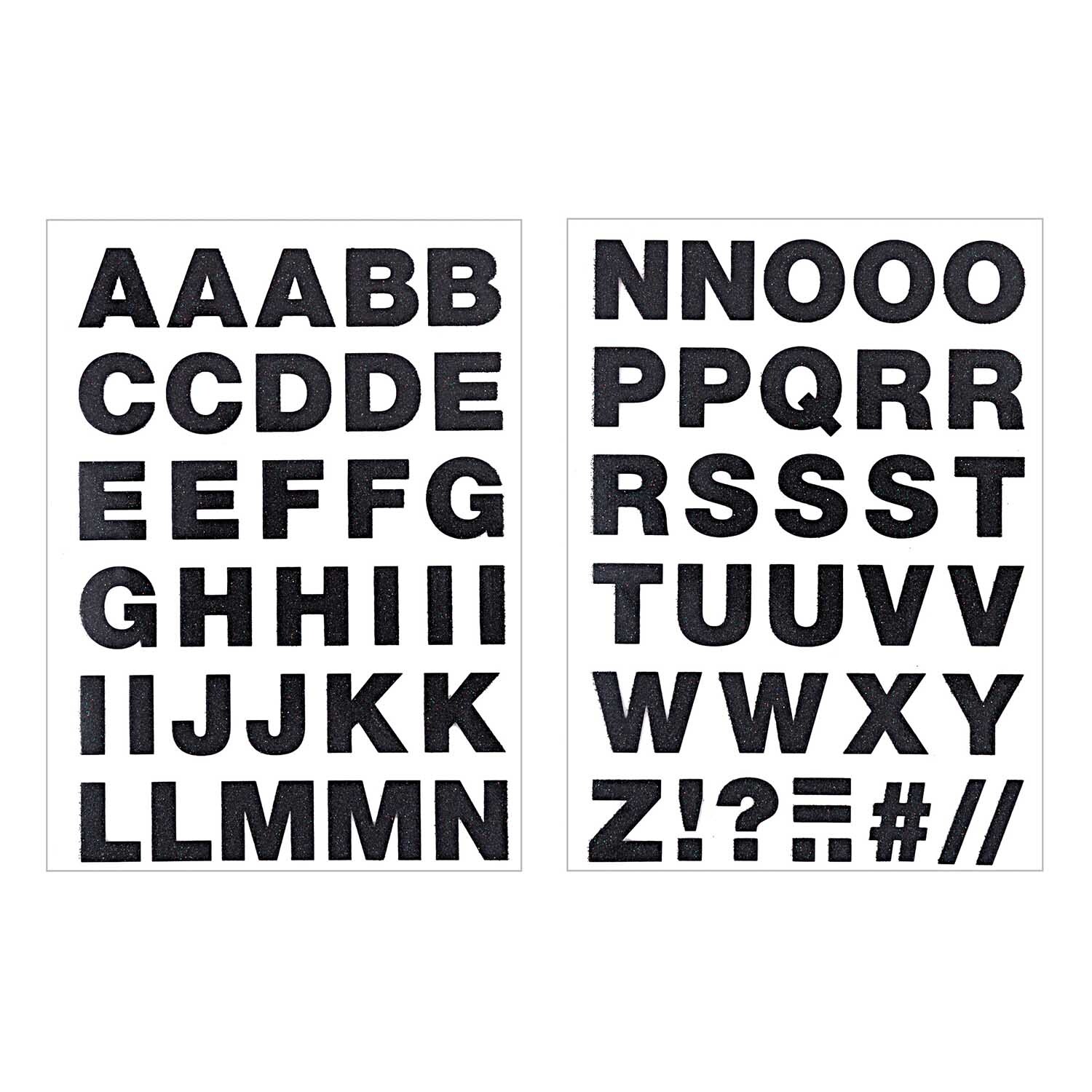 Bügelmotive Buchstaben A-Z schwarz glitter