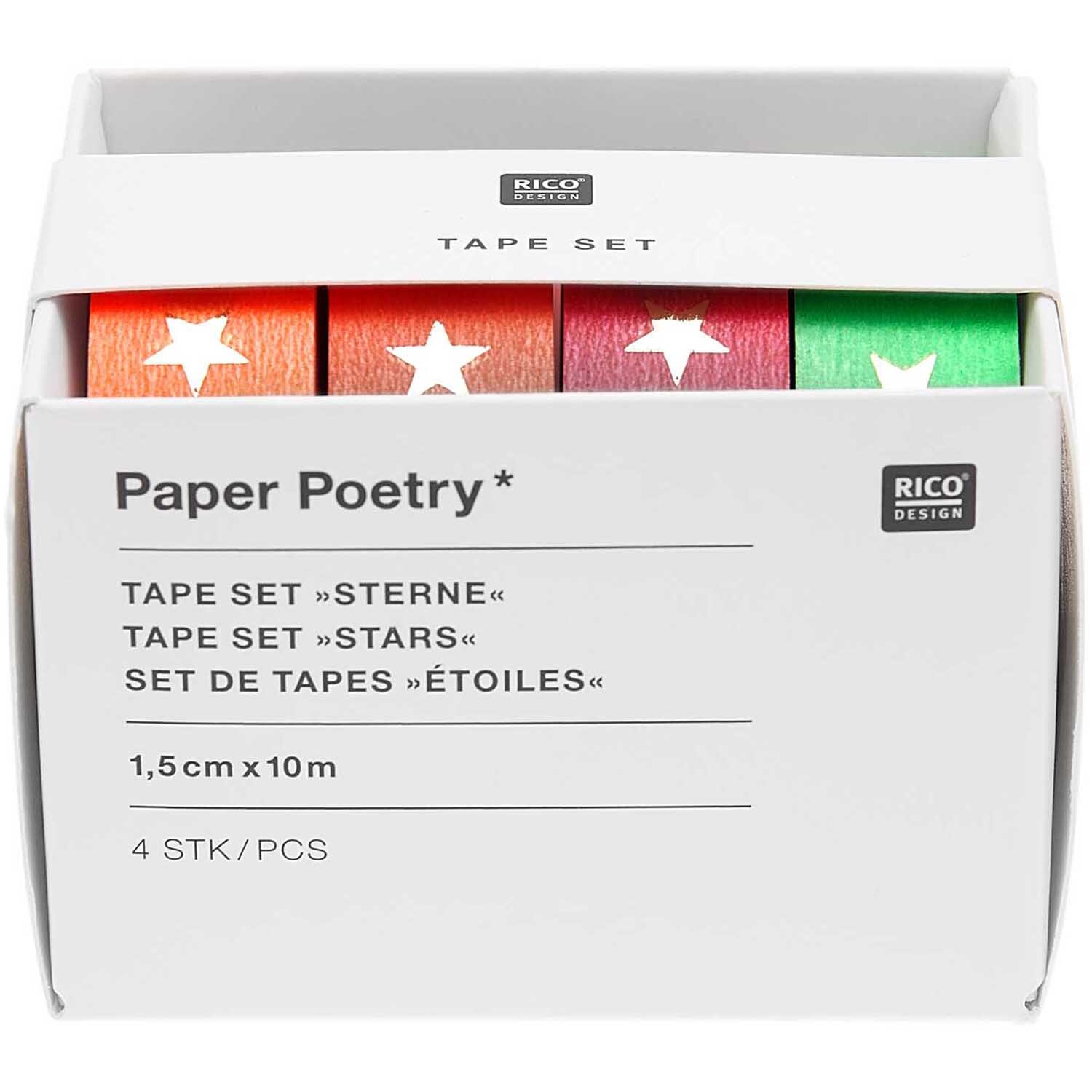 Paper Poetry Tape Set Sterne neon 4teilig
