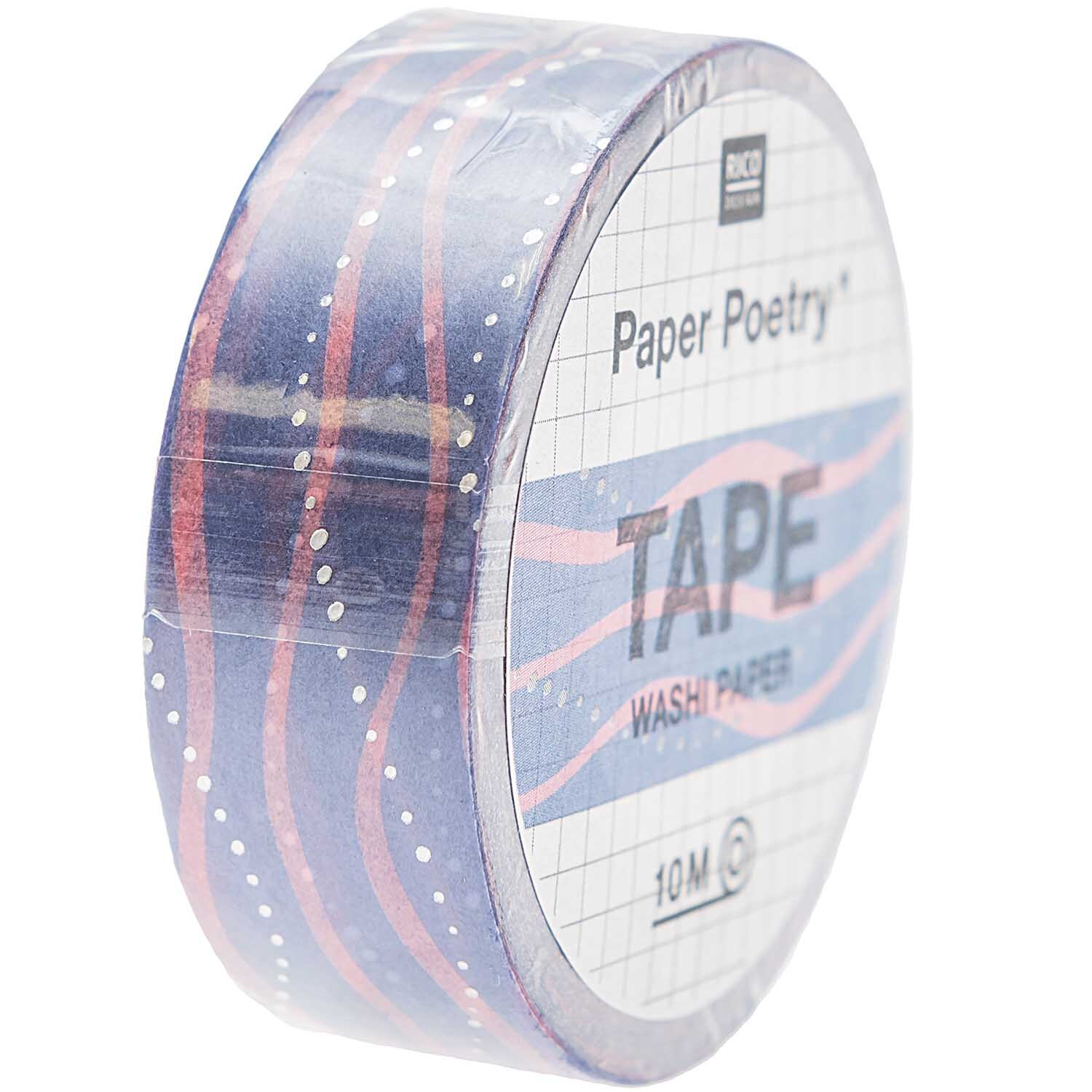 Paper Poetry Tape Mermaid Wellen blau-rosa 1,5cm 10m