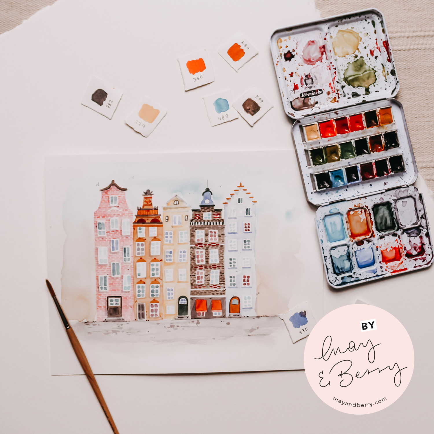 Anleitung Urban Watercoloring mit May & Berry