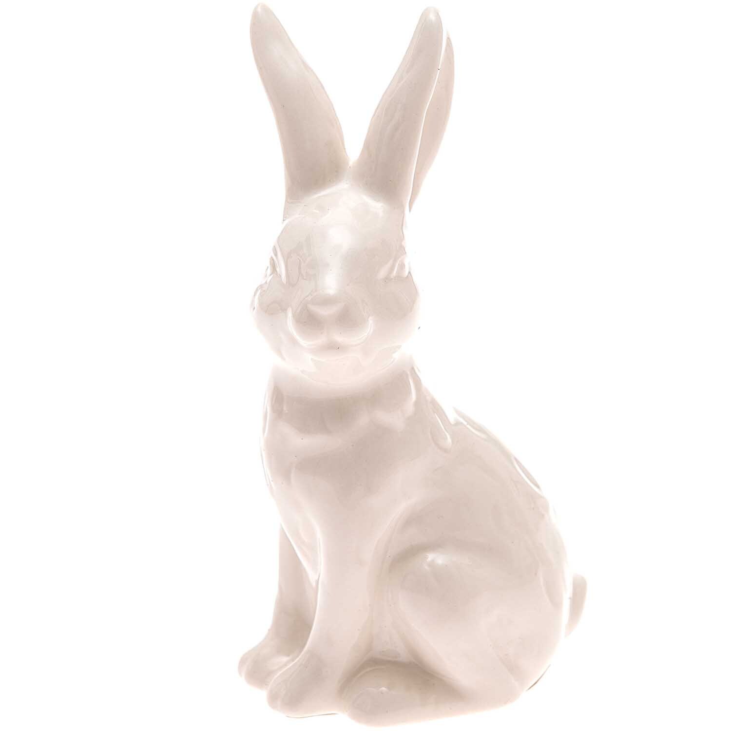 Porzellan-Hase sitzend weiß 9,5x5cm