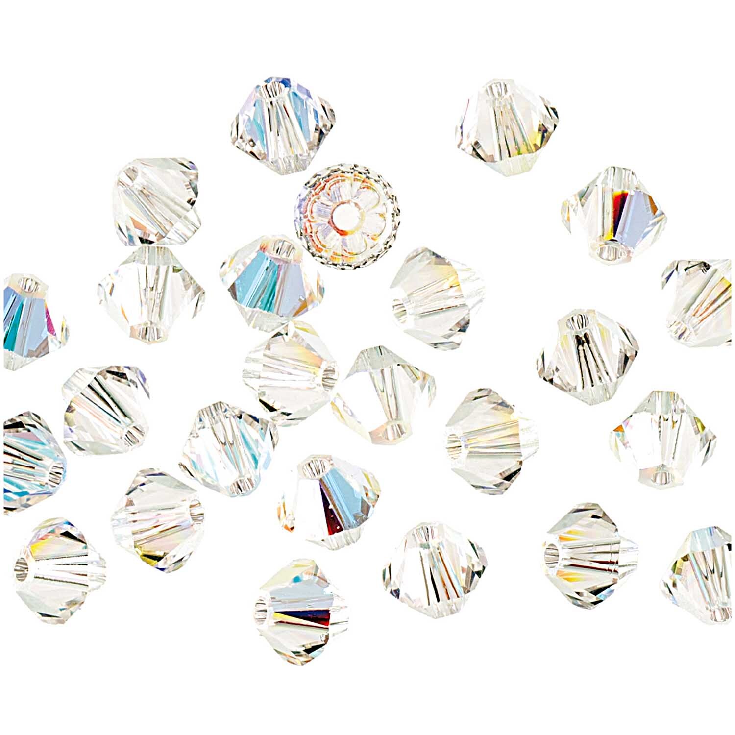 Glasschliff-Perle crystal AB 4mm 25 Stück
