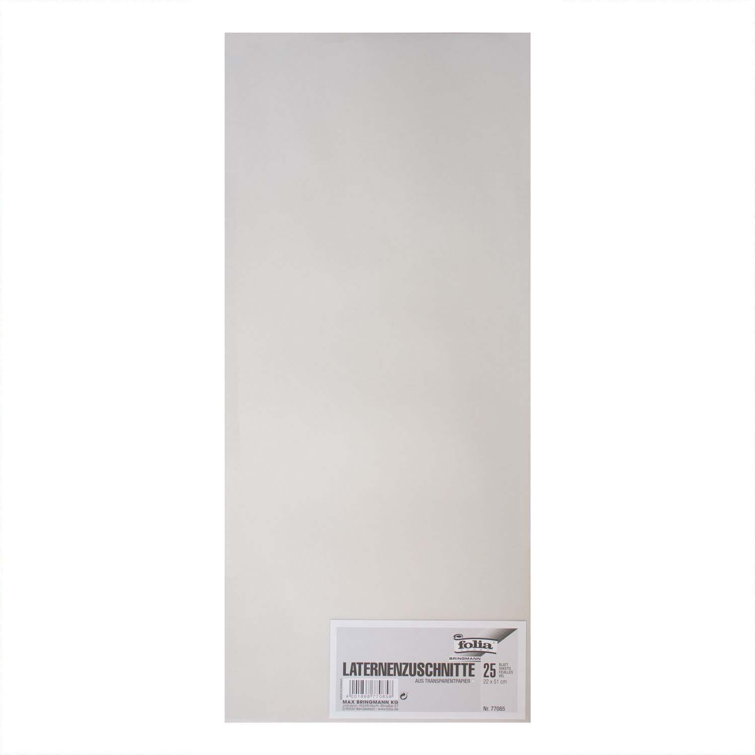 Laternenzuschnitte Transparentpapier weiß 22x51cm 25 Bogen