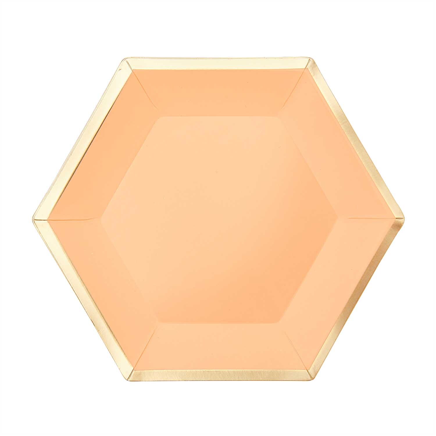 Pappteller Sechseck apricot-gold 16x13,5cm 10 Stück