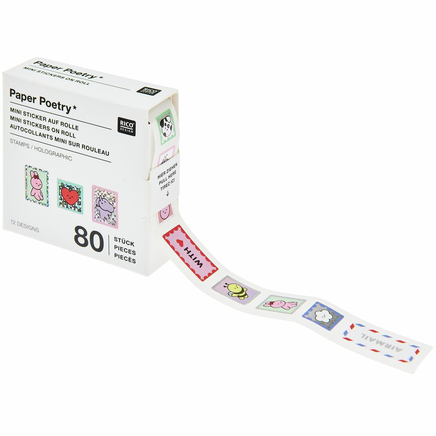 Rico Design Paper Poetry Mini-Sticker Chingu Briefmarken 80 Stück