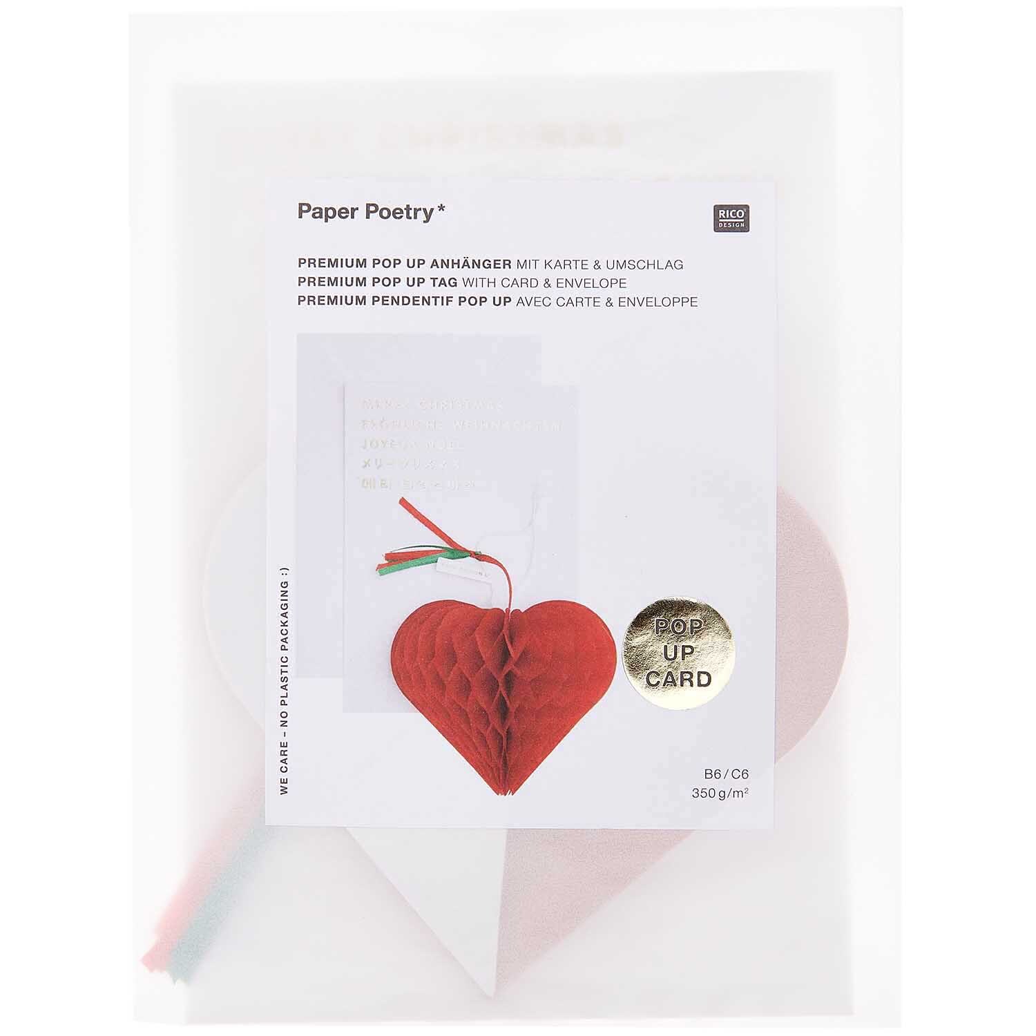 Paper Poetry Kartenset mit Pop-Up Anhänger Herz B6