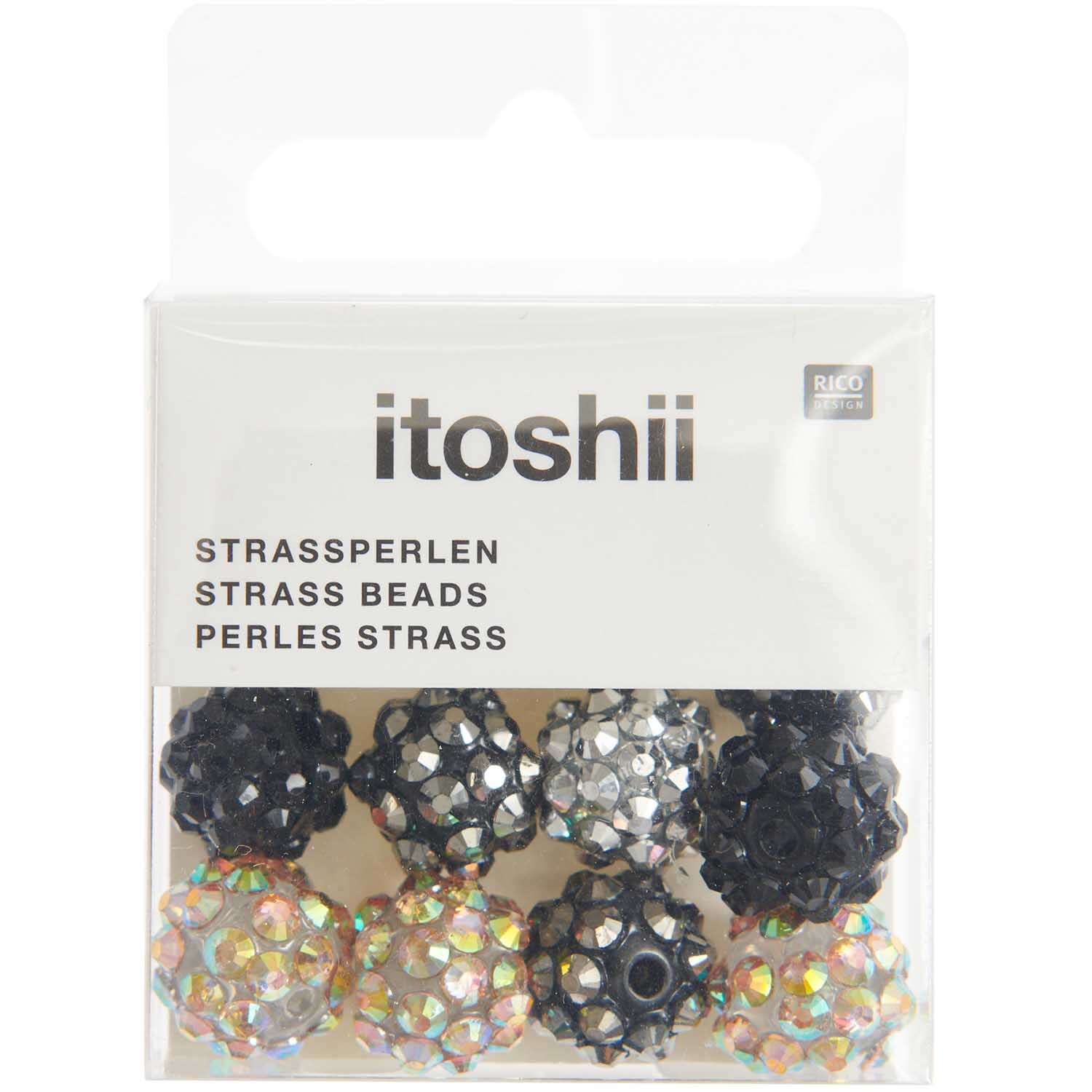 itoshii Strassperlen schwarz Mix 11mm 12 Stück