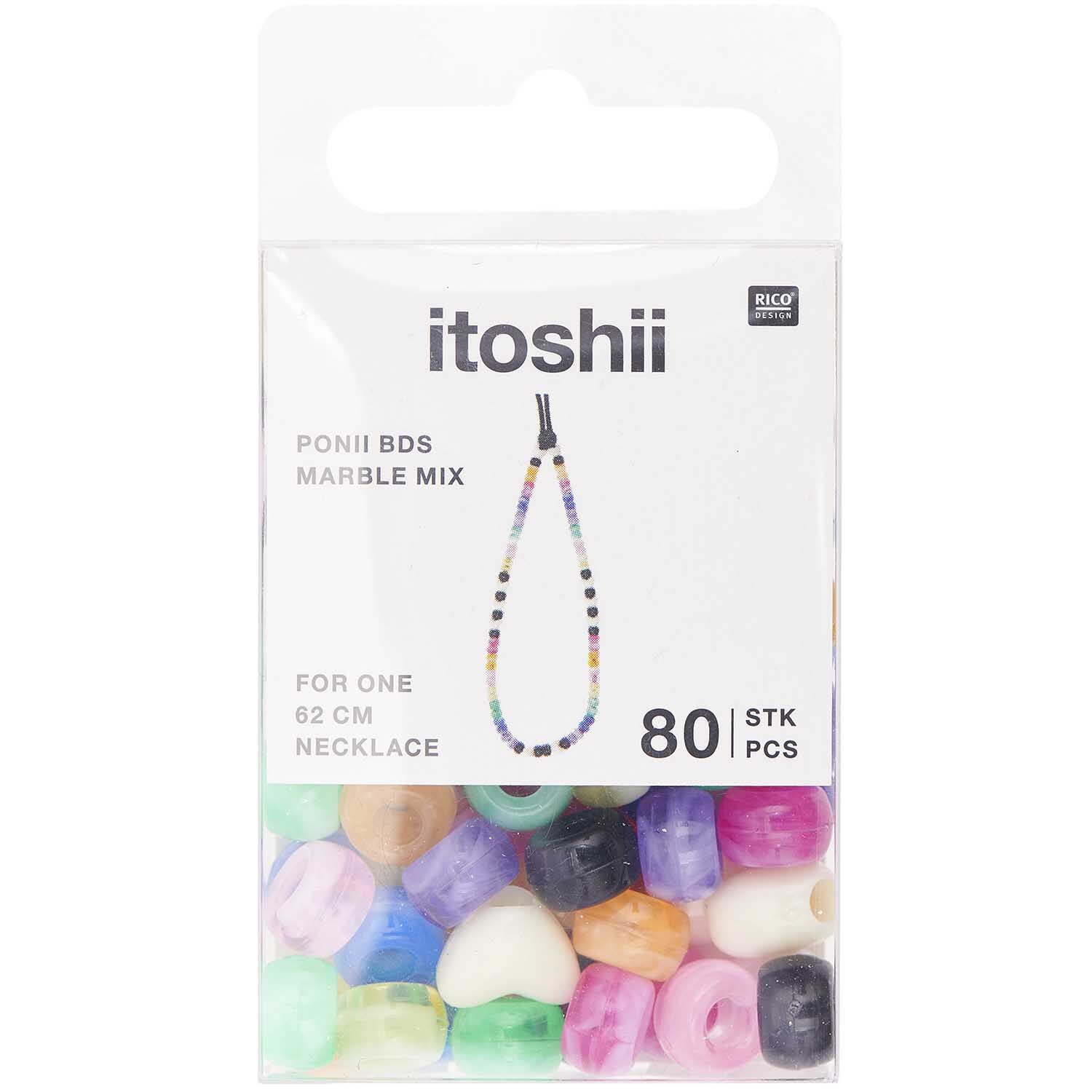 itoshii - Ponii Beads Marmor Mix 9x6mm 80 Stück