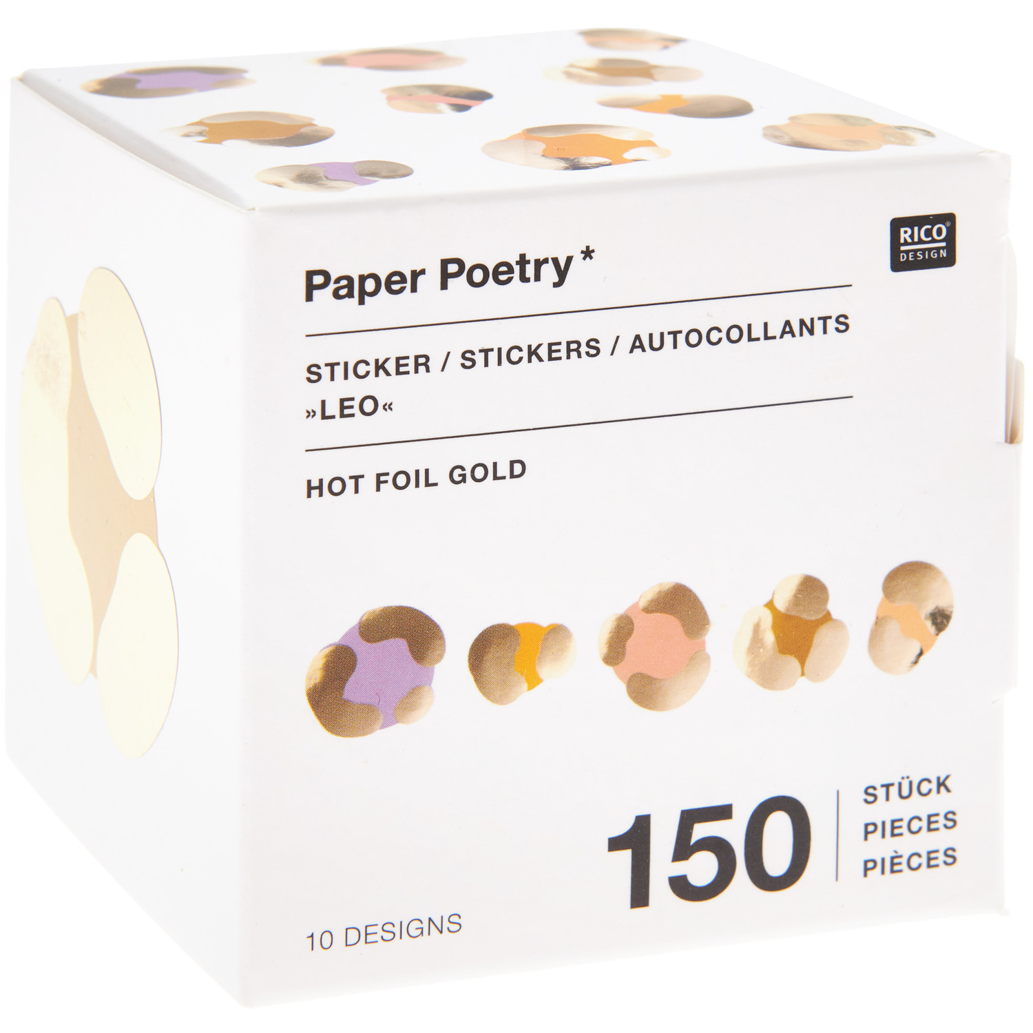 Paper Poetry Sticker Acid Leo gold Ø5,5cm 150 Stück