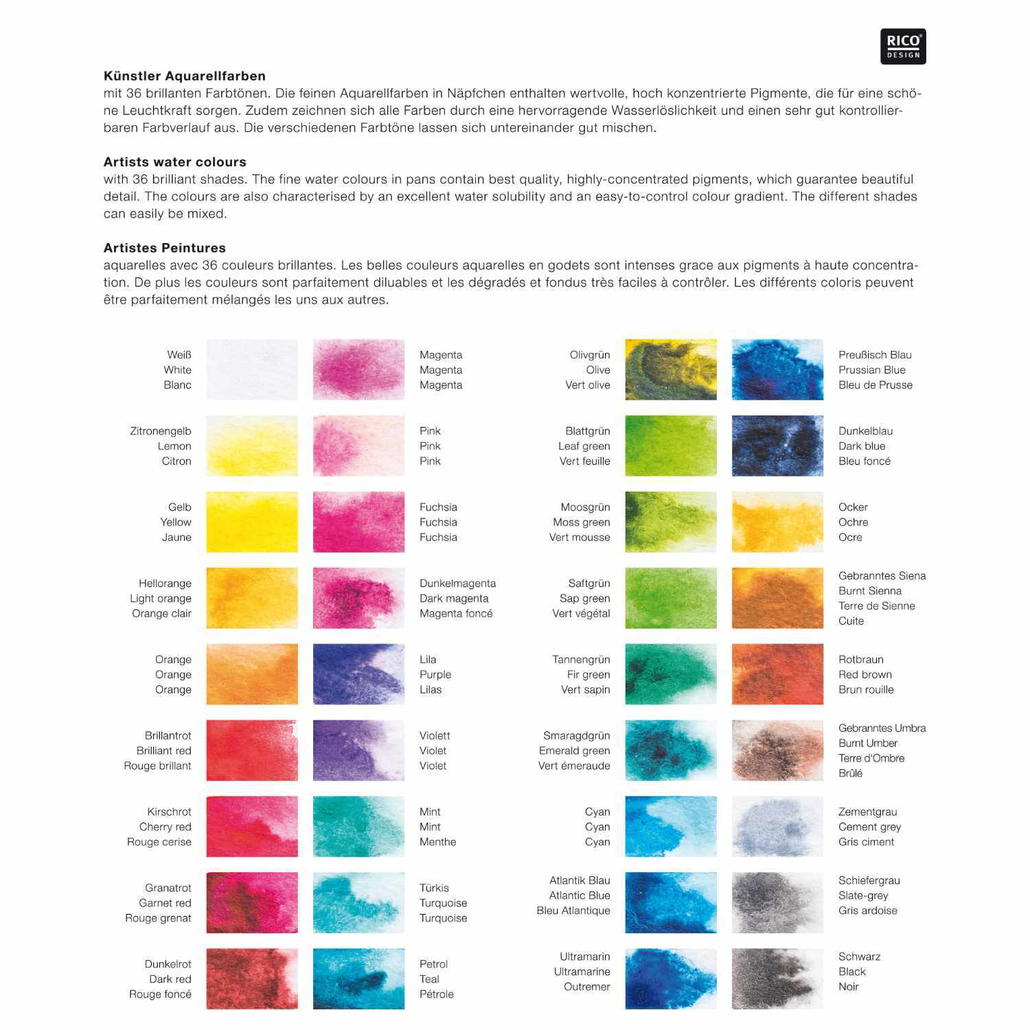 ART Künstler Aquarellfarben 36 Farben