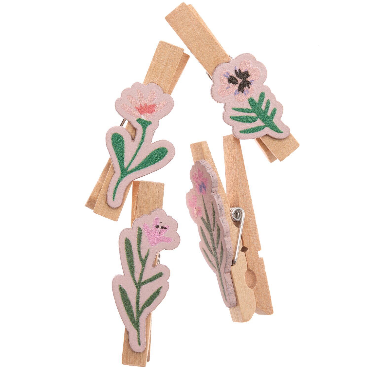 Rico Design Dekoklammern Blumen Mix natur 4 Stück