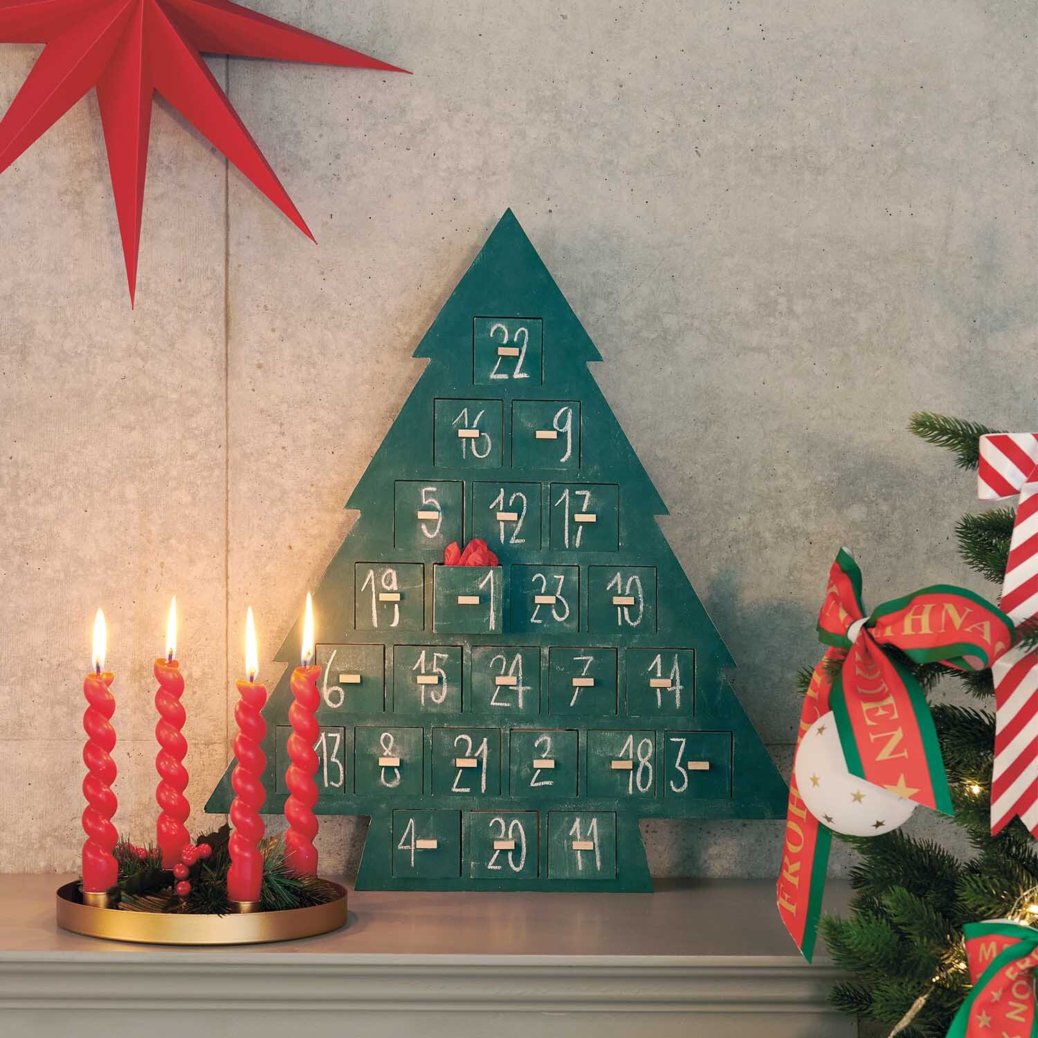 Anleitung Holz-Adventskalender in Shabby-Chic-Look