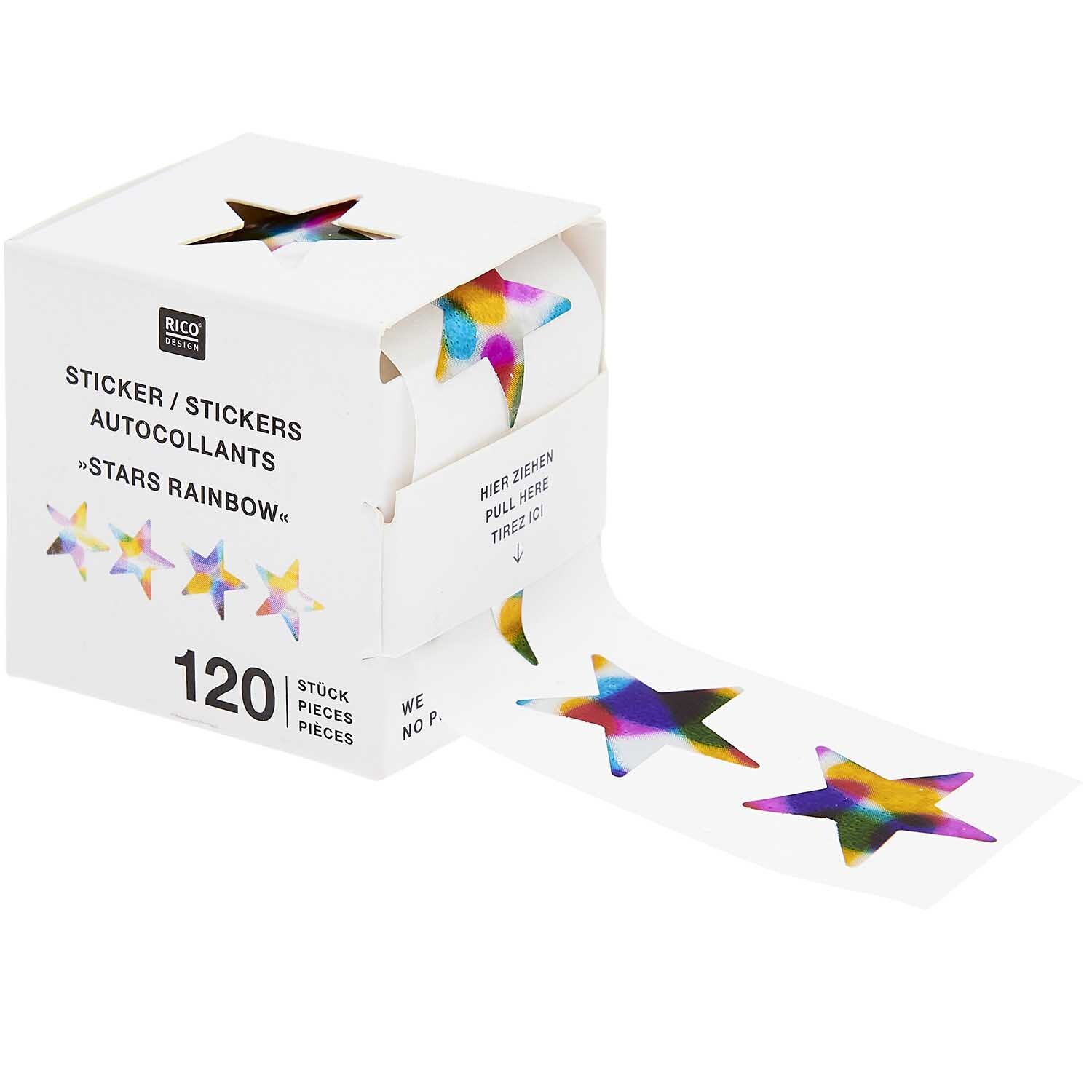Paper Poetry Sticker Sterne Rainbow Ø 2,5cm 120 Stück auf der Rolle
