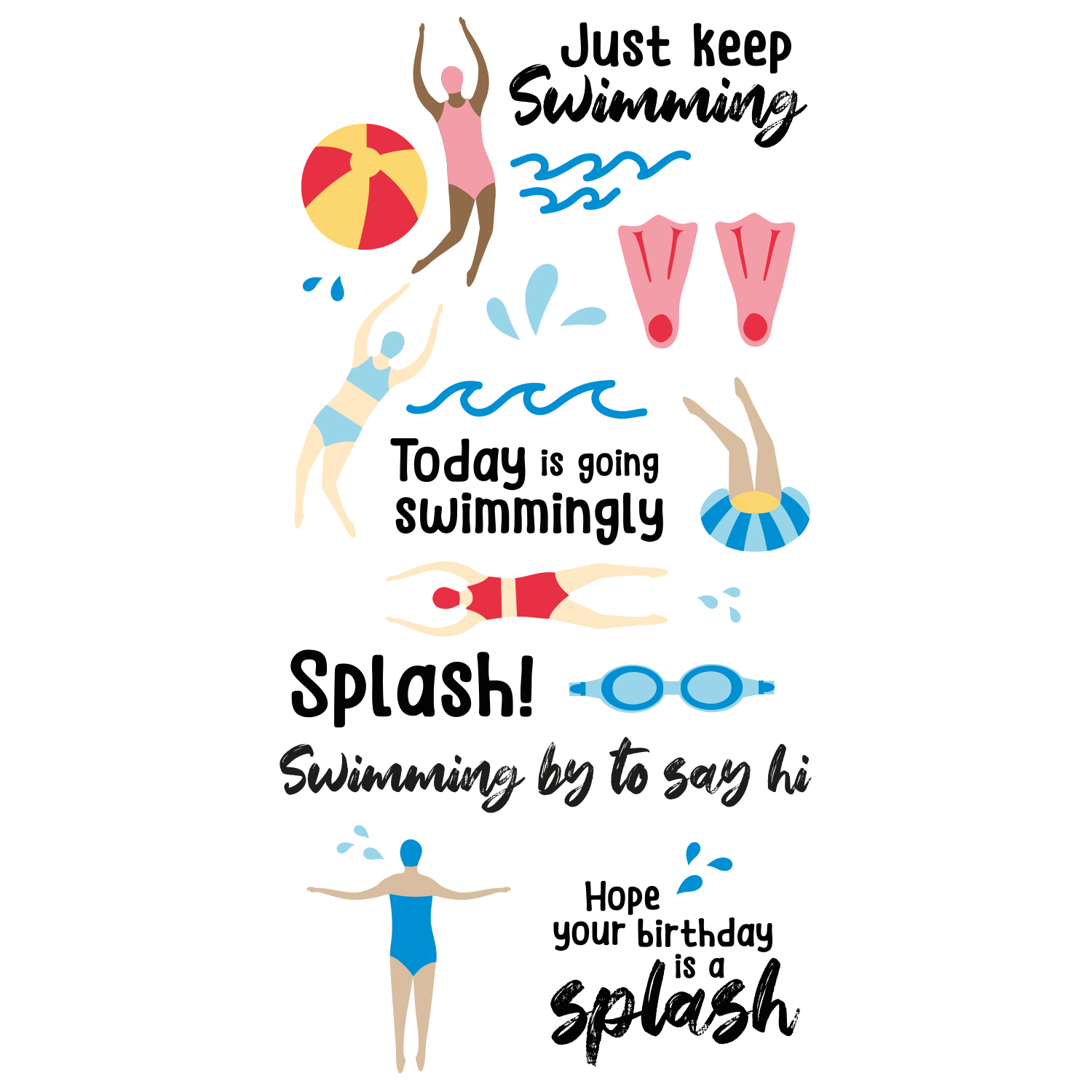 Clear Stamps Set Synchronized Swimmer 29PK