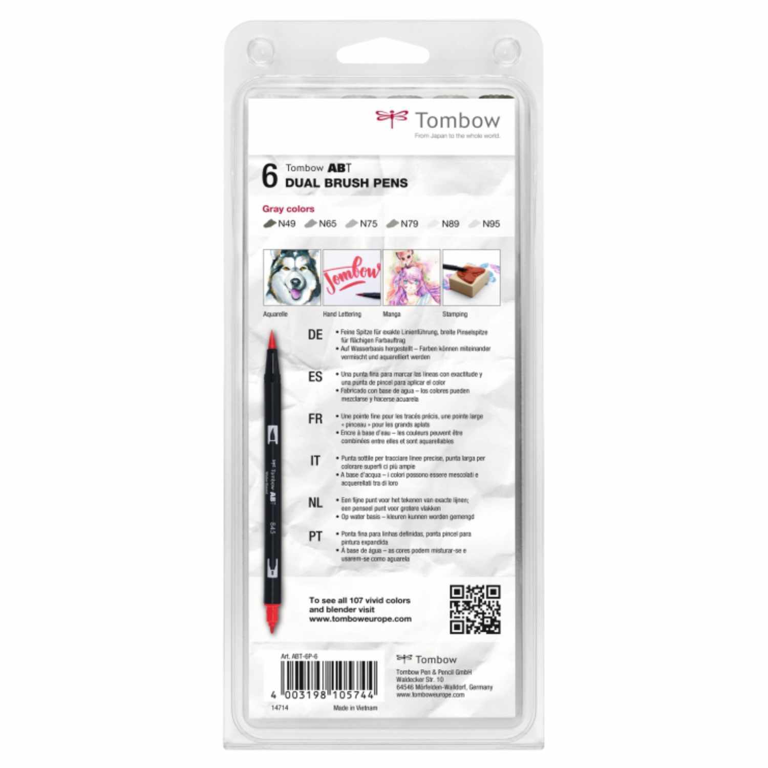 ABT Dual Brush Pen-Set Gray Colours 6teilig