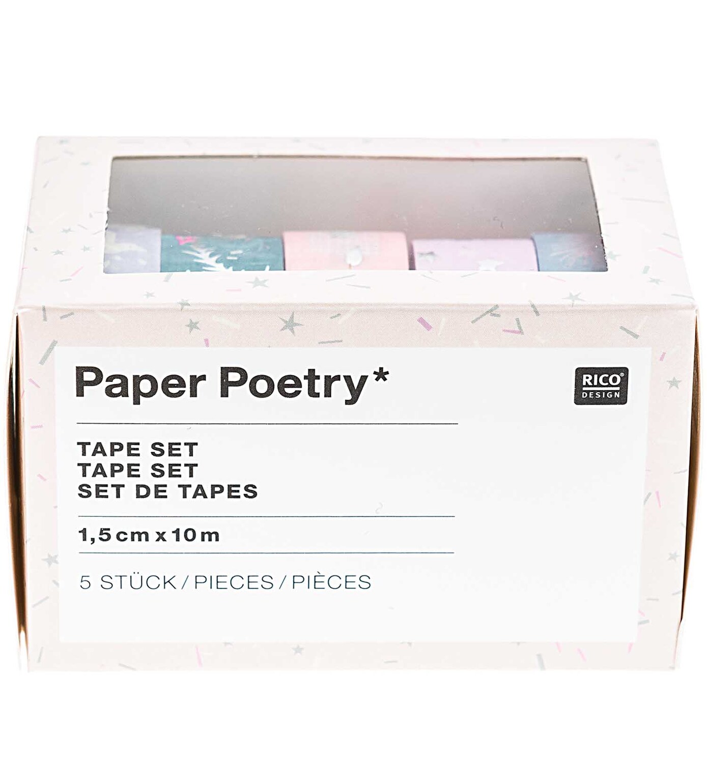 Paper Poetry Tape-Set Nostalgic Christmas pastell 1,5cm 10m 5 Stück