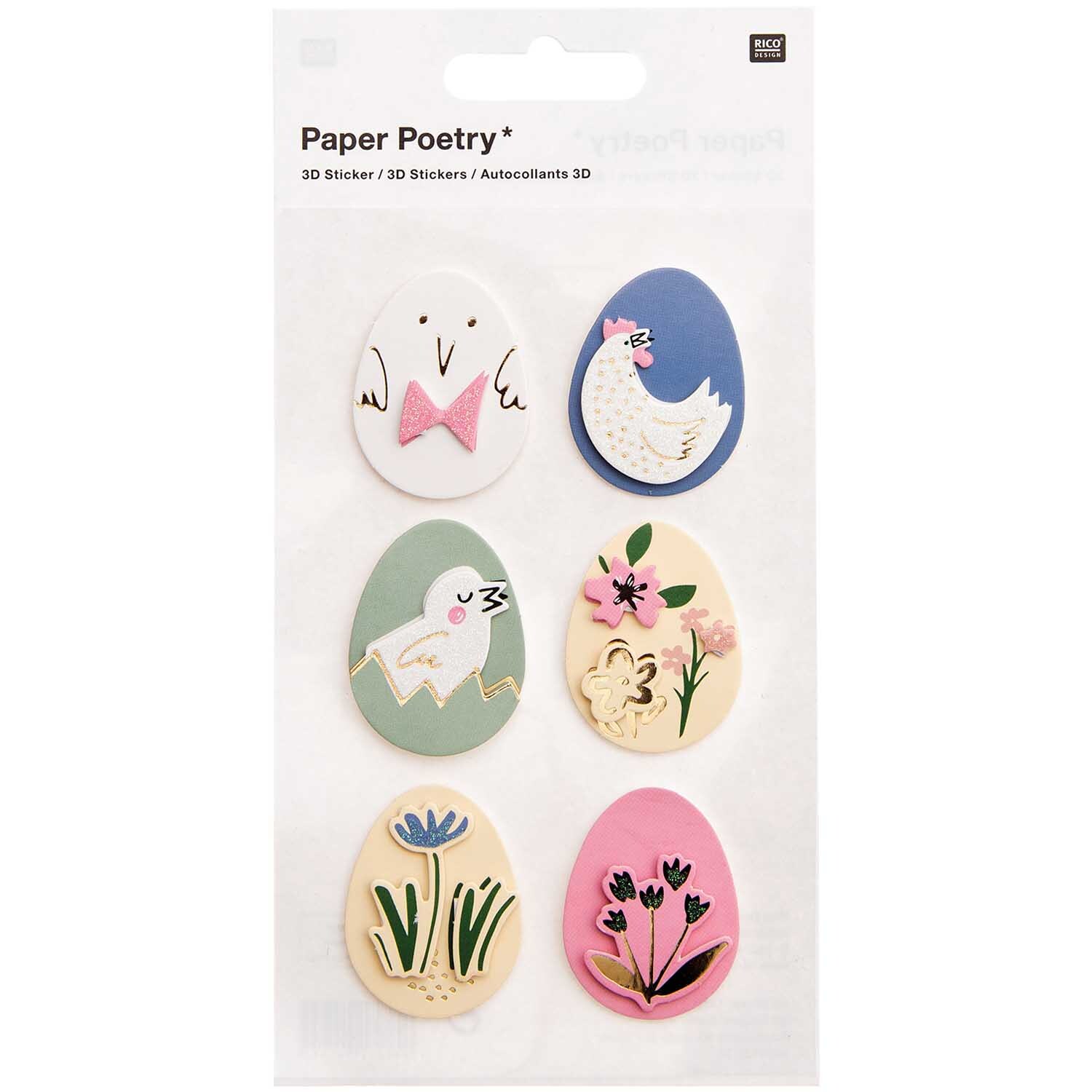 Paper Poetry 3D-Sticker Bunny Hop Ostereier 6 Stück