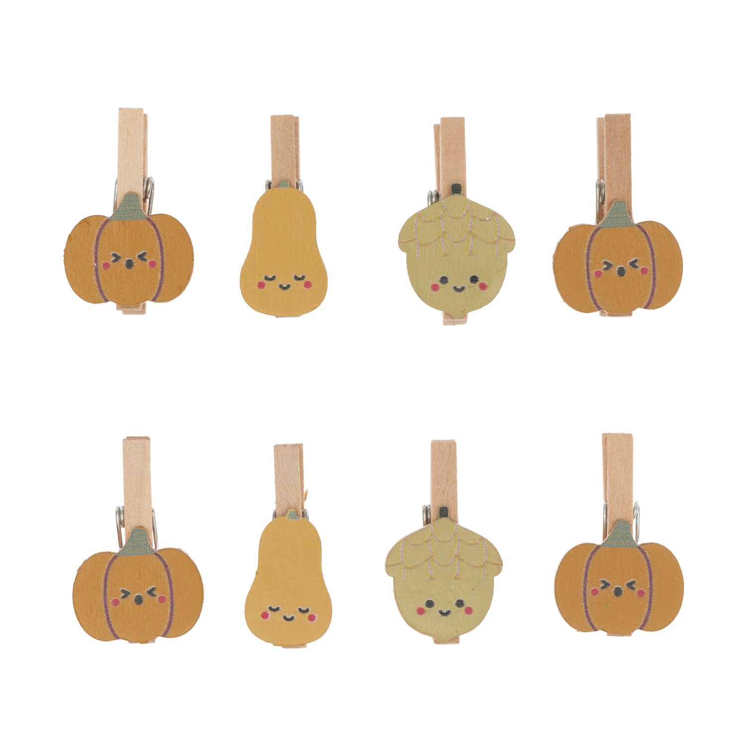 Rico Design Holzclips Kürbis Mix bunt 3cm 8 Stück