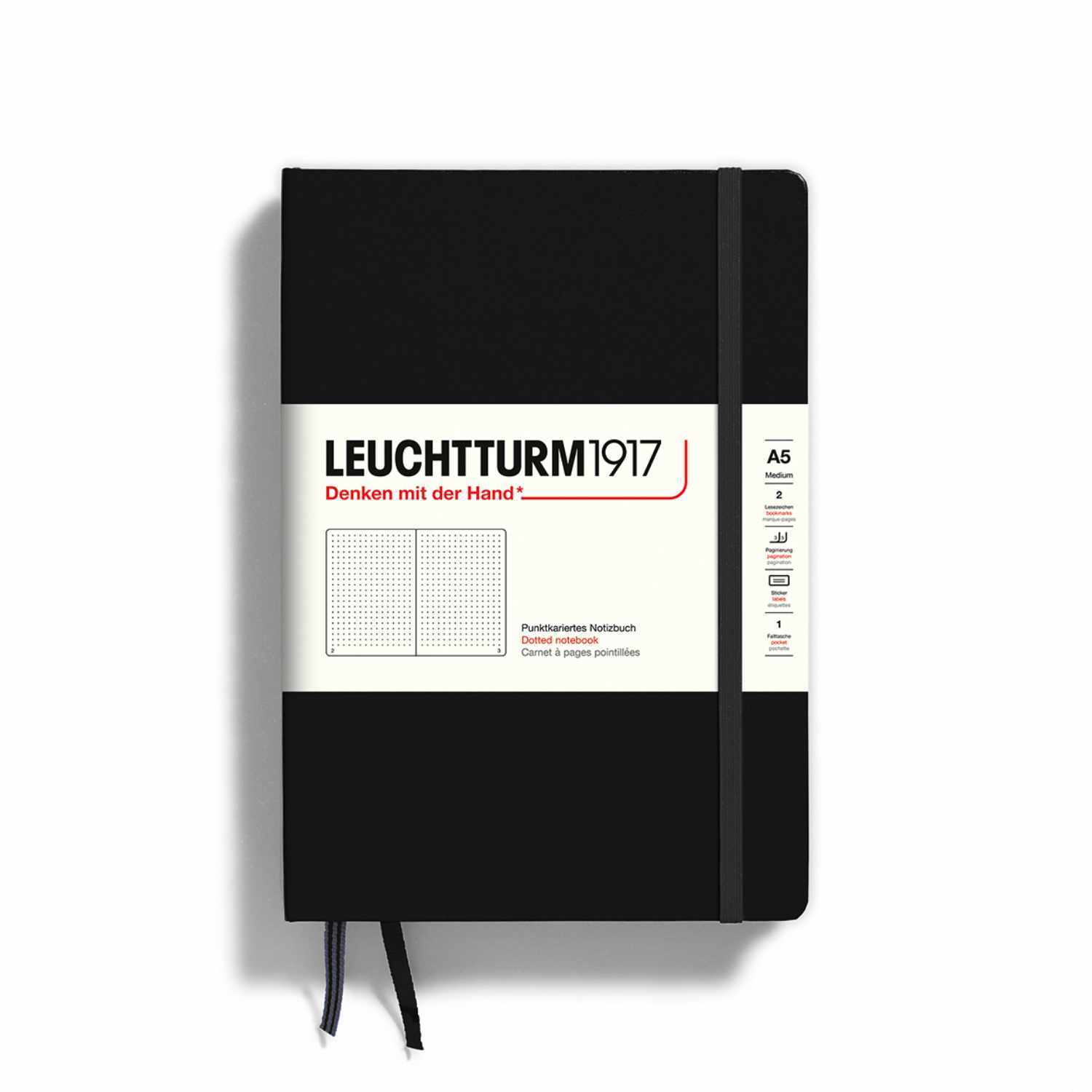 Notizbuch Medium dotted Hardcover schwarz A5