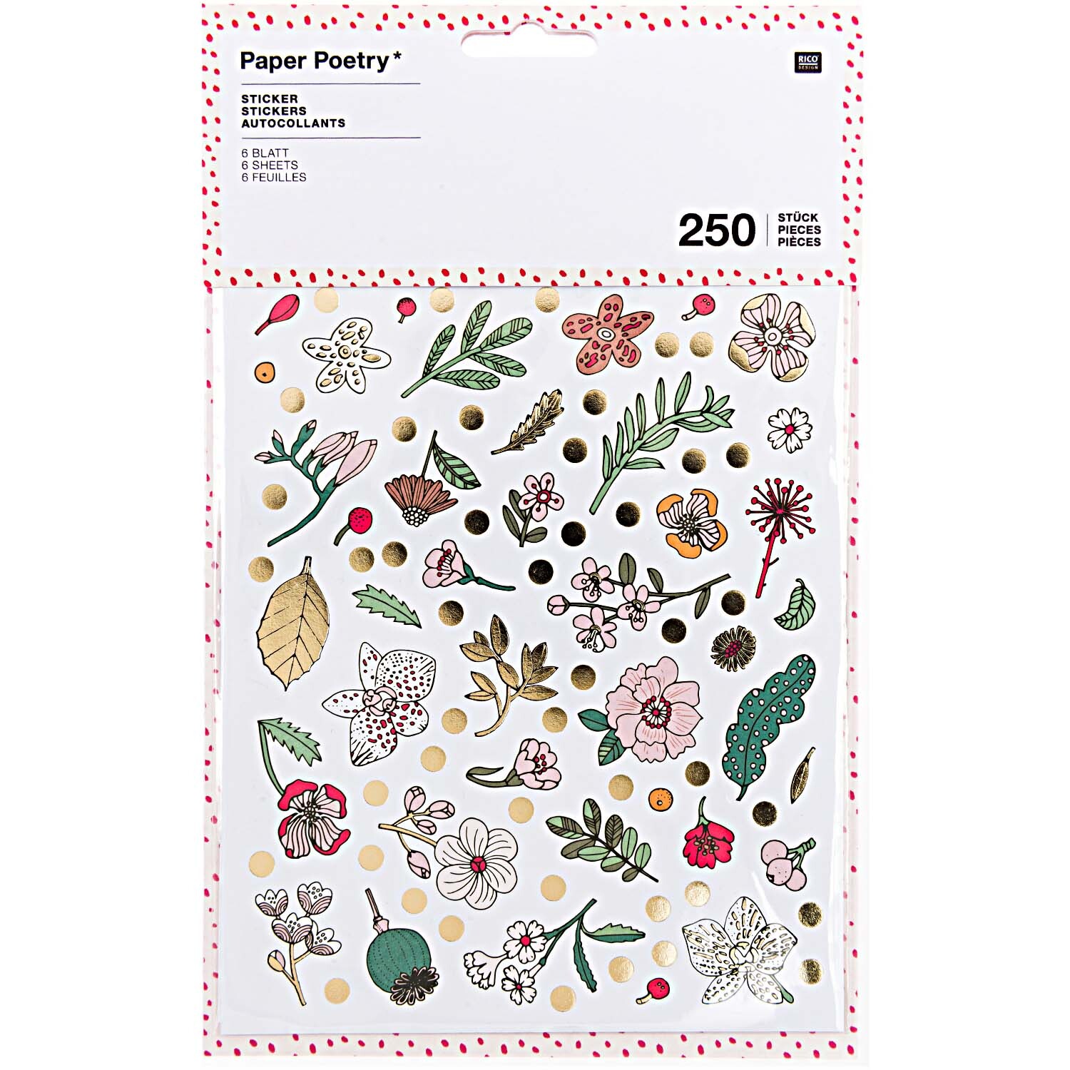 Paper Poetry Sticker Hygge Flowers 6 Blatt