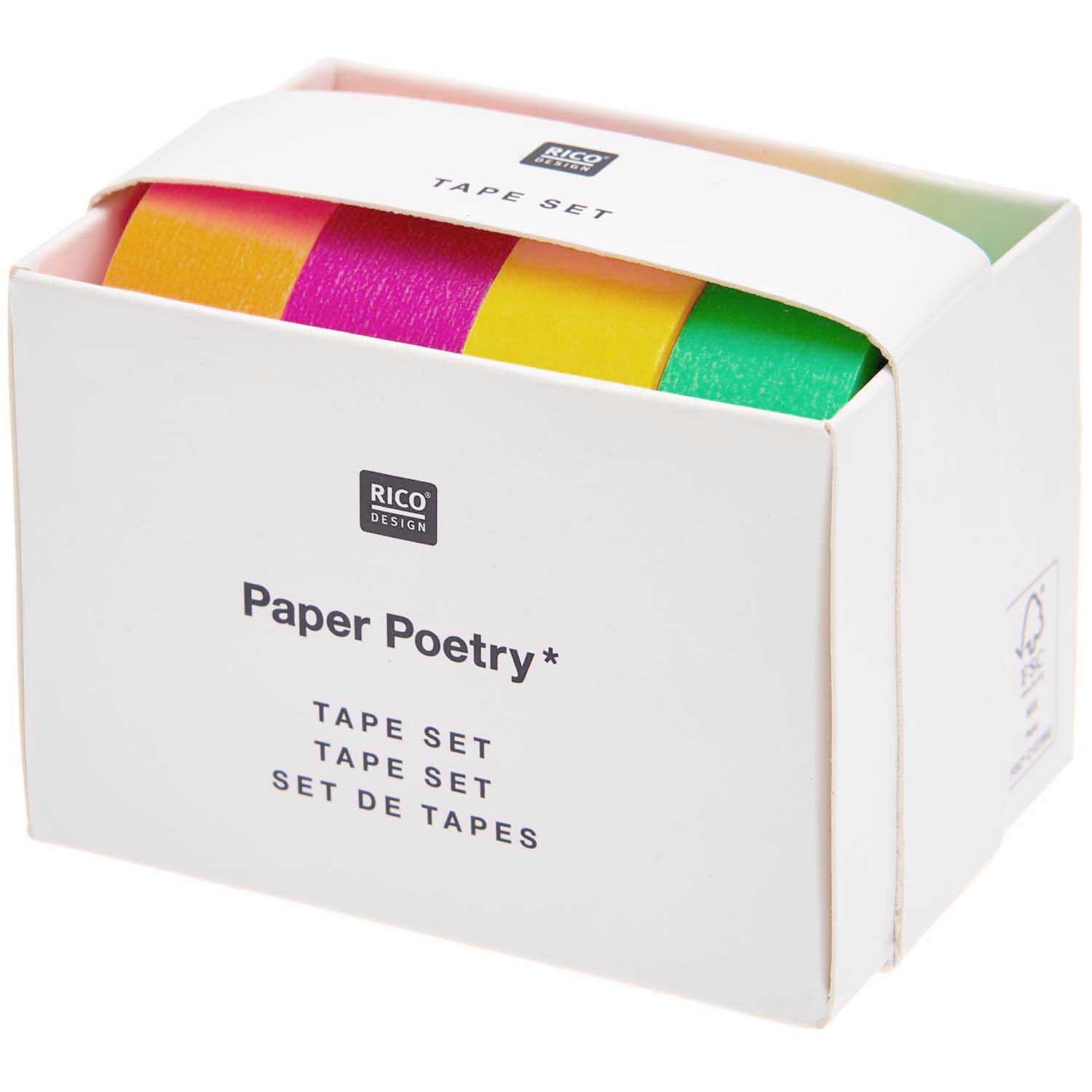 Paper Poetry Tape Set Neon klassisch 15mm 10m 4teilig