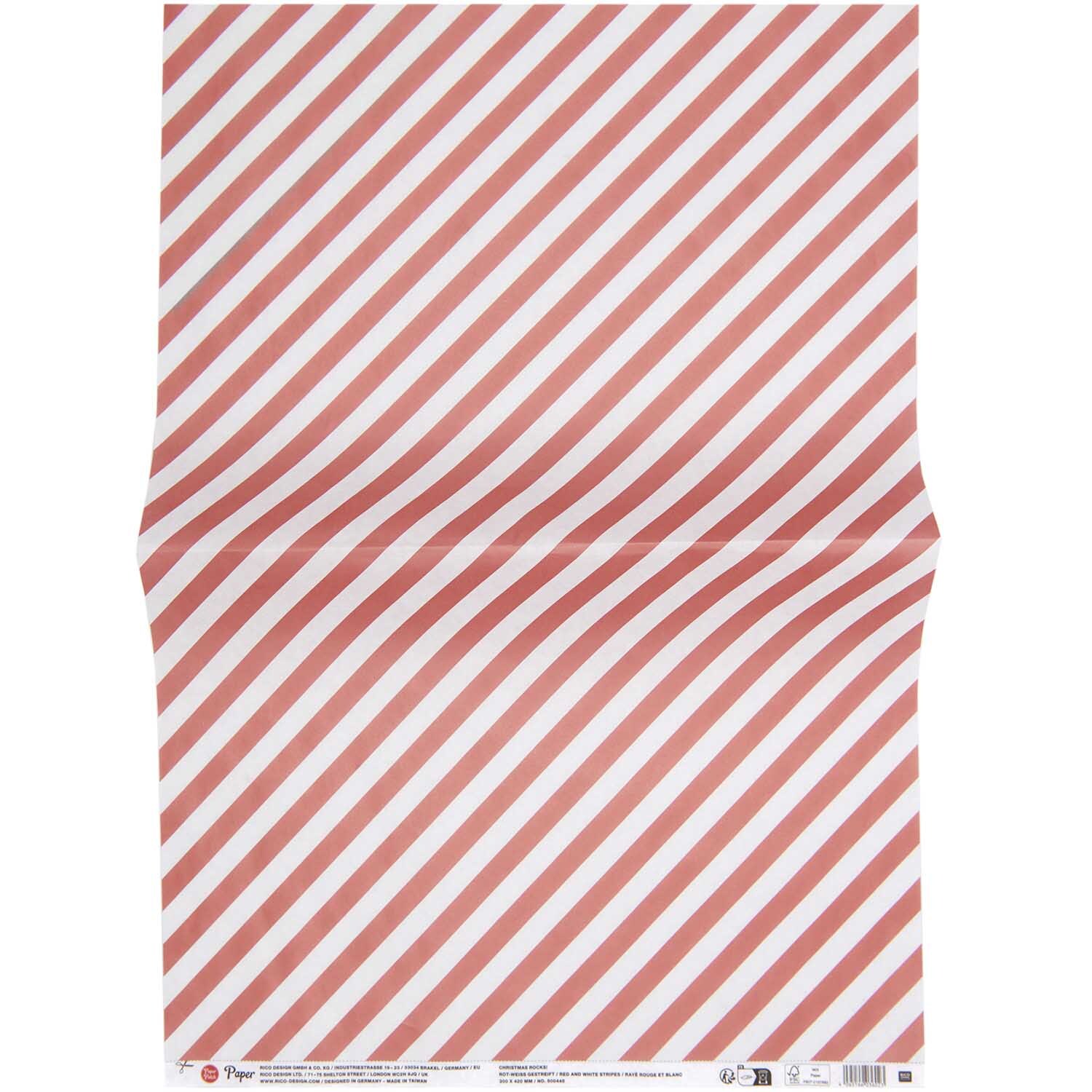 Paper Poetry Paper Patch Papier rot-weiß gestreift 30x42cm