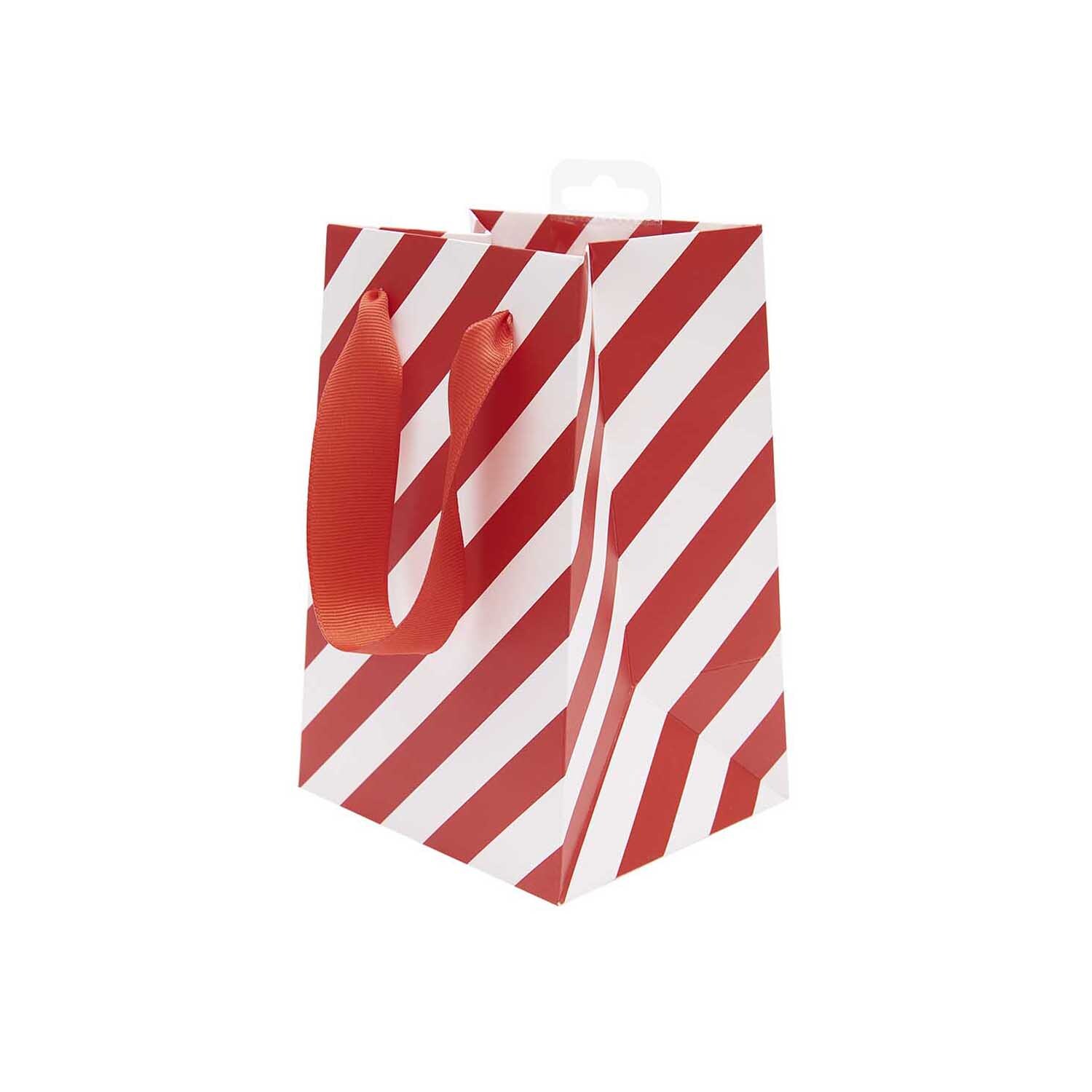 Paper Poetry Geschenktüte Streifen rot-weiß 12x18x10cm