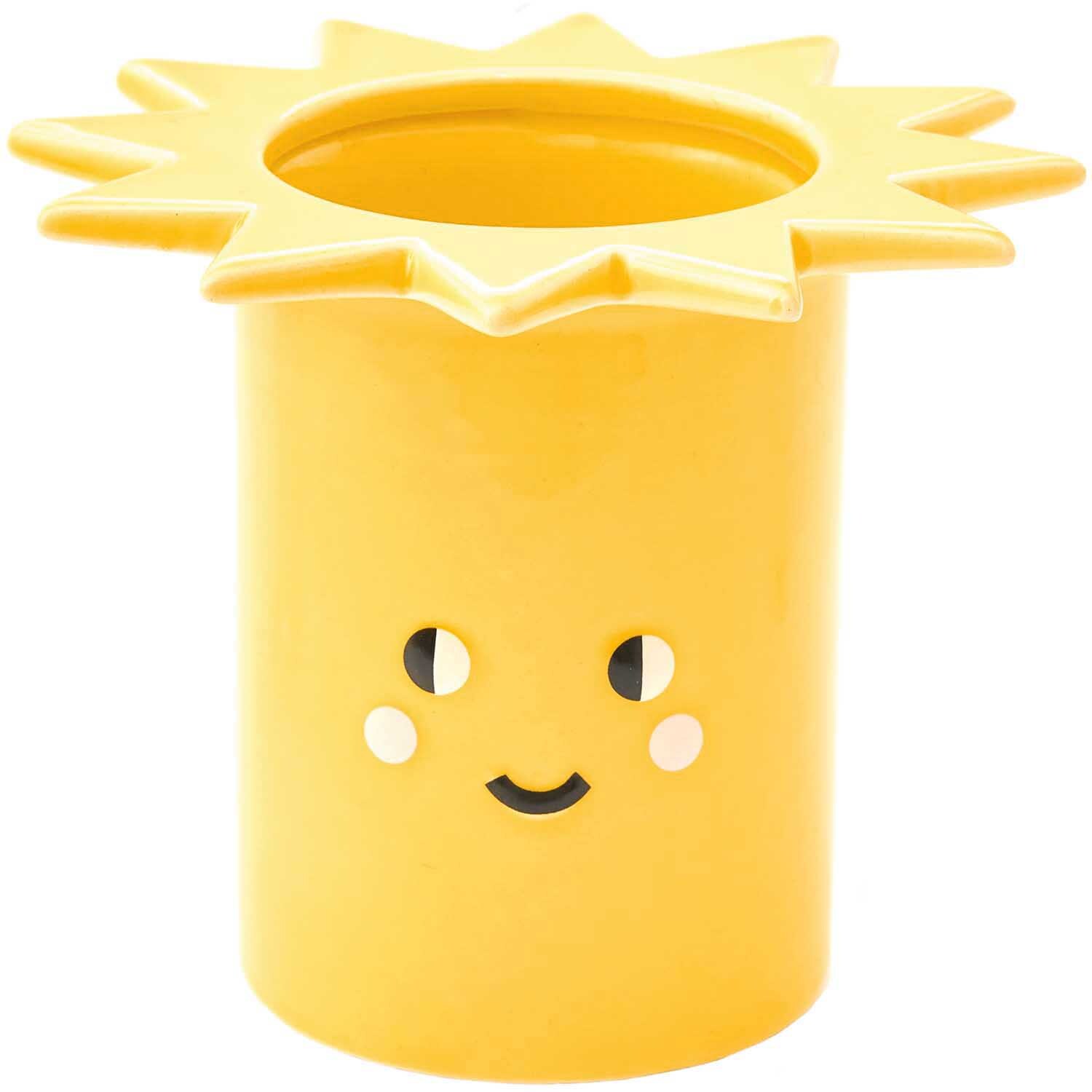 Keramik Vase Sonne gelb 14x14x11,5cm