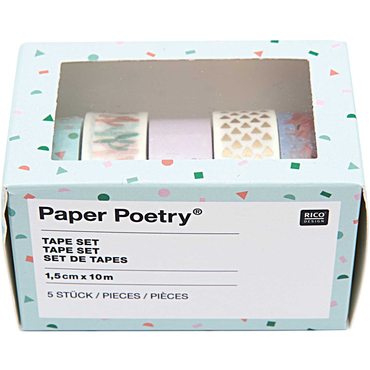 Paper Poetry Tape Set Flamingo 1,5cm 10m 5 Stück