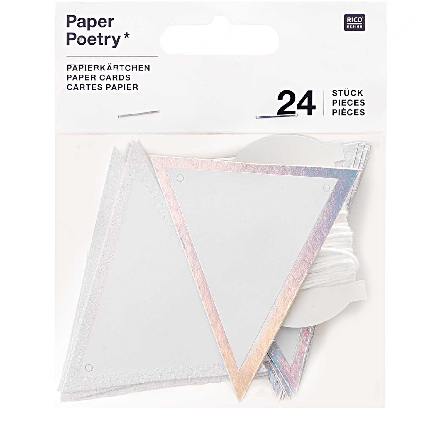 Paper Poetry Papierwimpel glitter-irisierend 6,5x7,5cm 24 Stück
