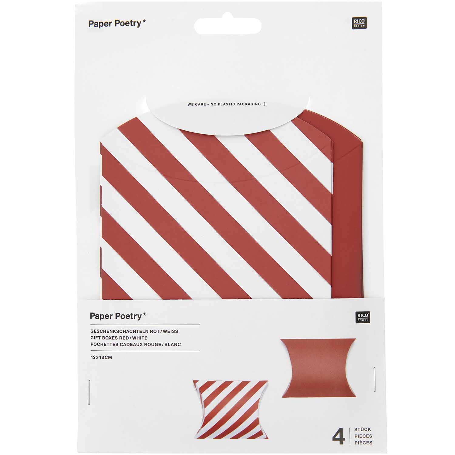 Paper Poetry Geschenkschachteln Rot-Weiß 12x18cm 4 Stück