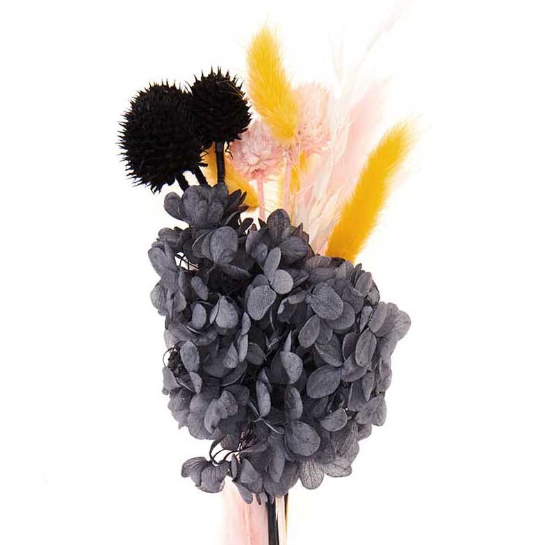 Trockenblumenstrauß pastell-schwarz 30cm 13teilig