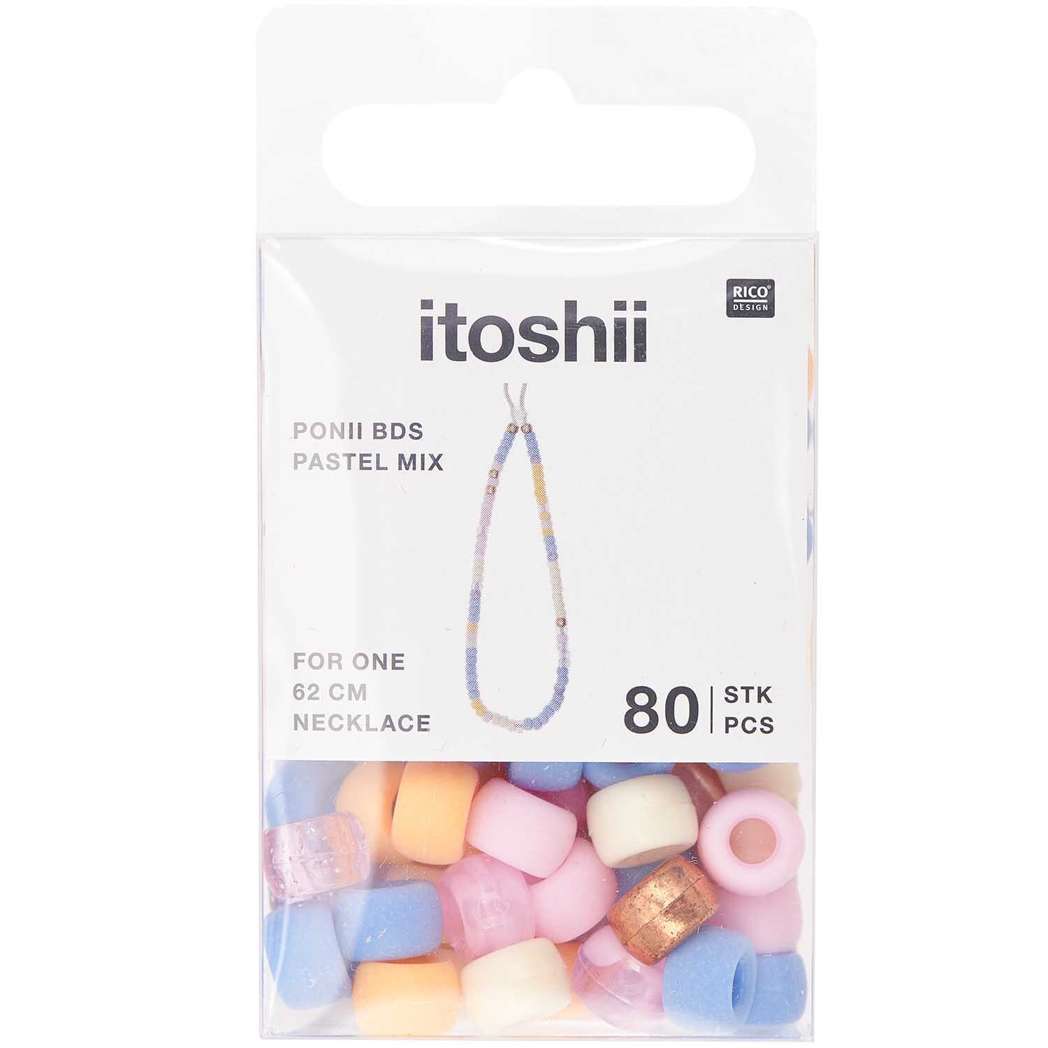 itoshii - Ponii Beads Pastell Mix 9x6mm 80 Stück