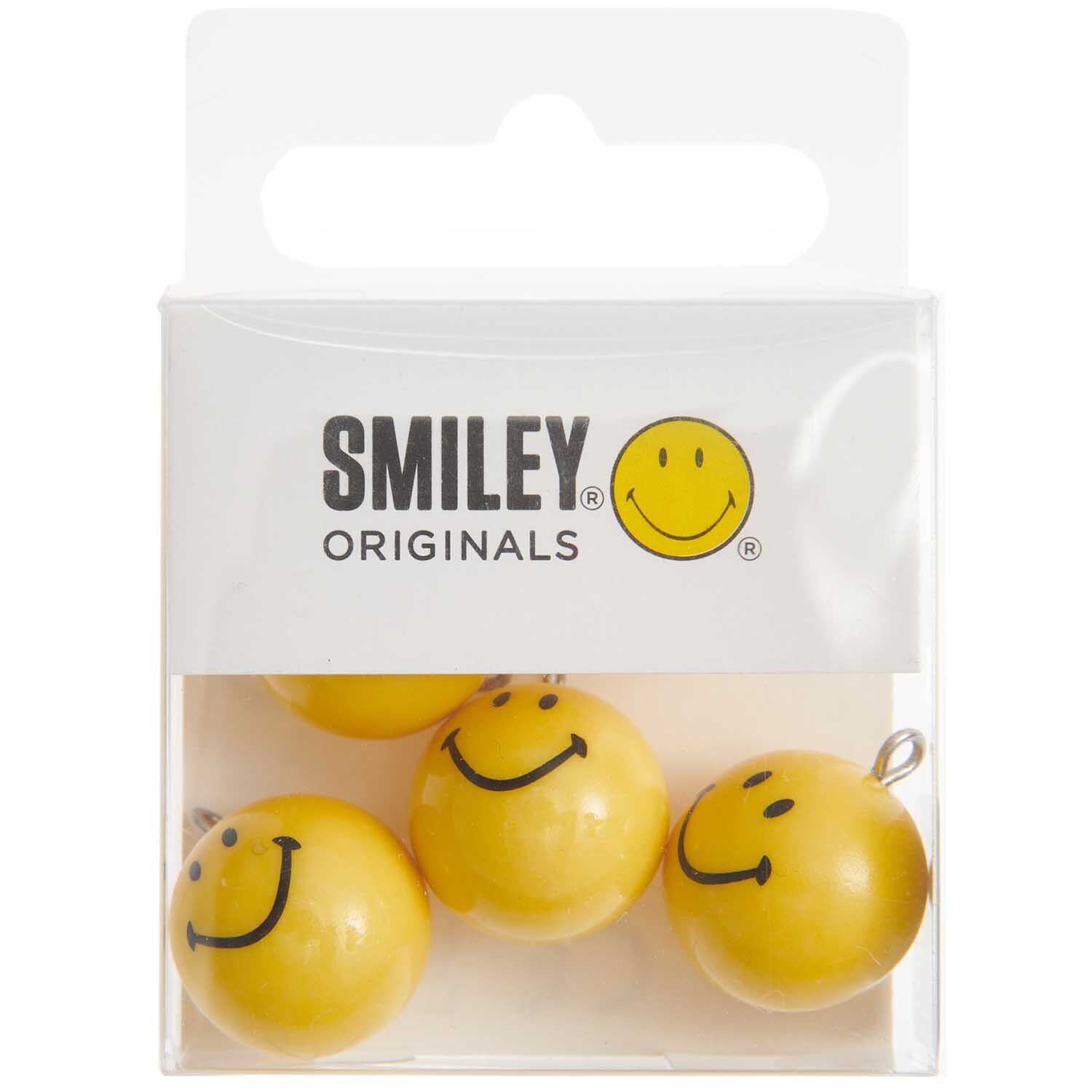 Smiley® Originals Perlen rund mit Anhänger gelb 16mm 4 Stück