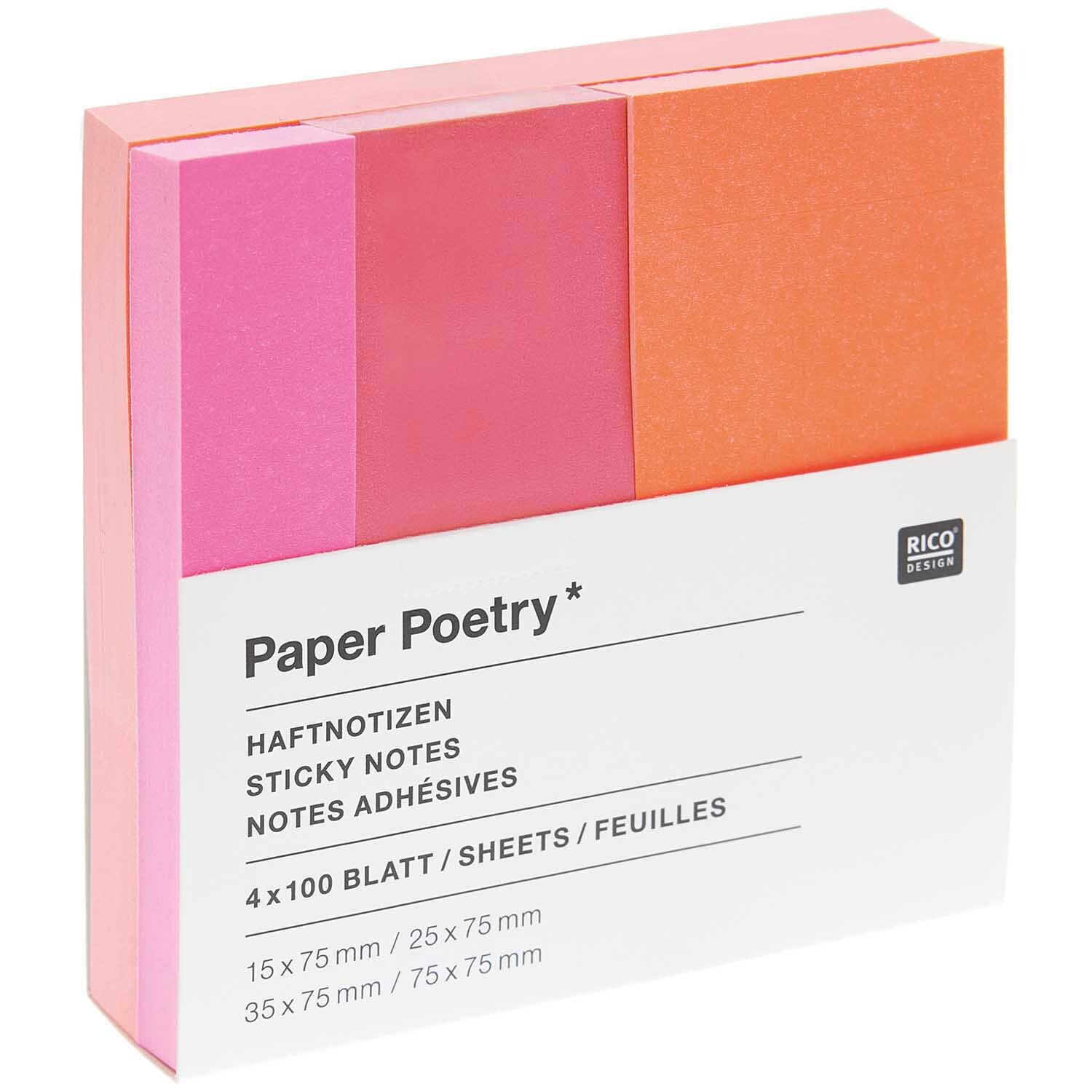 Paper Poetry Haftnotizen Neon Orange/Pink 4x100 Blatt