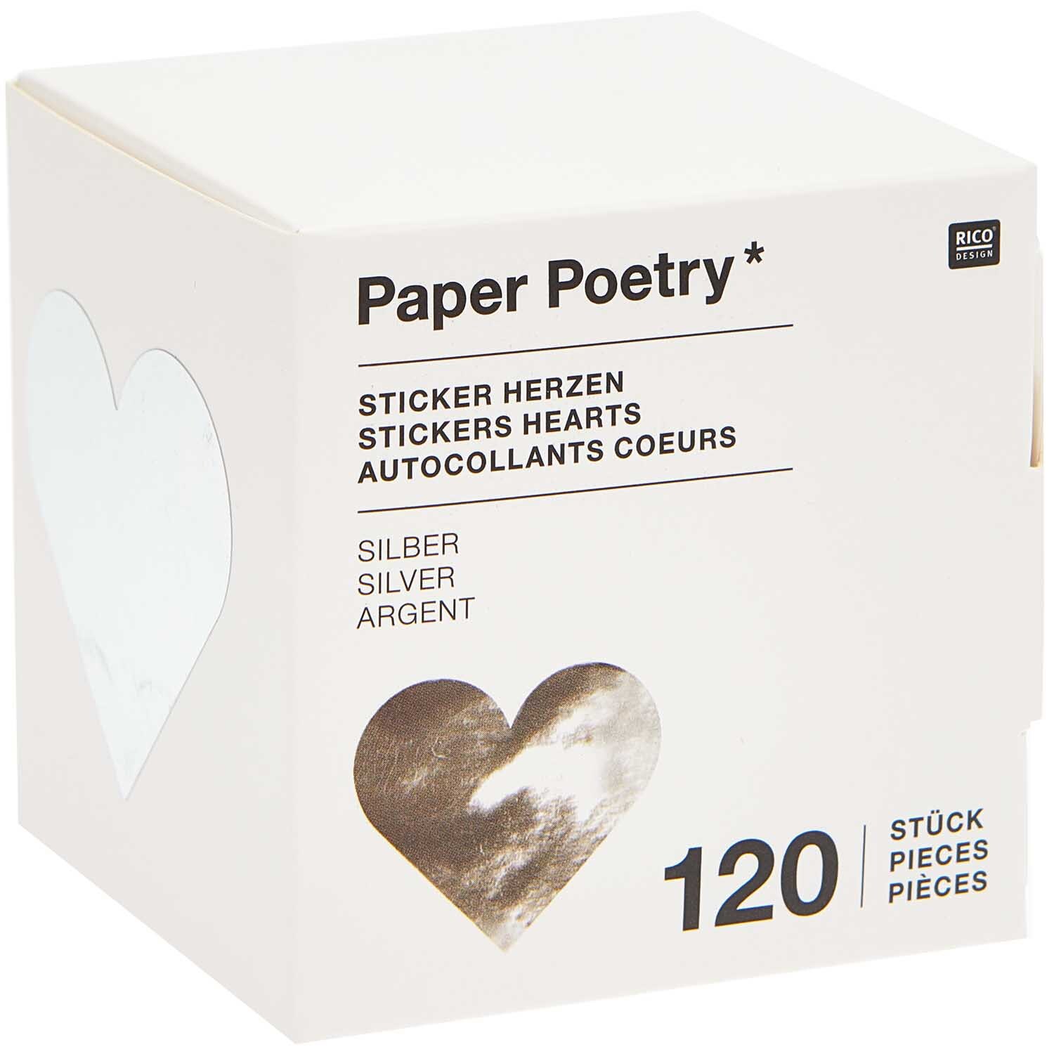 Paper Poetry Sticker Herzen 5cm 120 Stück auf der Rolle Hot Foil