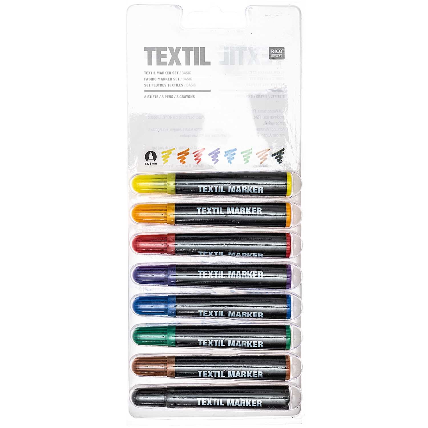 Textil Marker basic 8 Farben