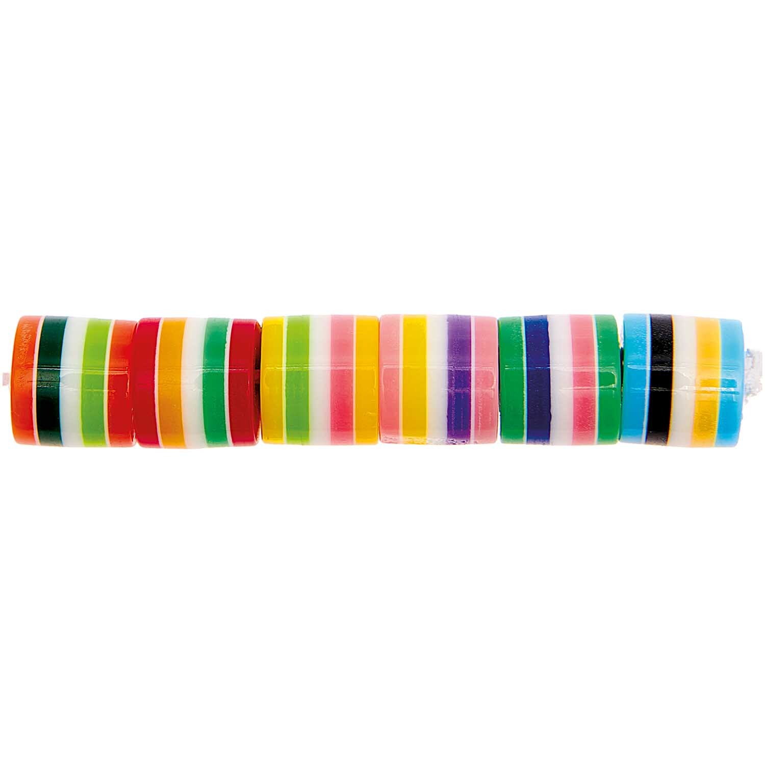 itoshii Gestreifte Zylinderperlen multicolor ca. 9x10mm 21 Stück