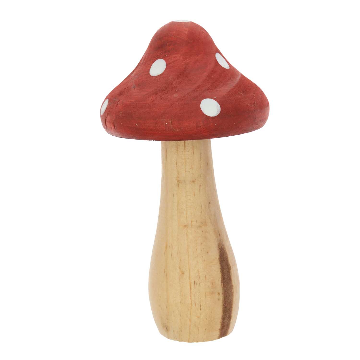 Deko-Pilz aus Holz rot-weiß