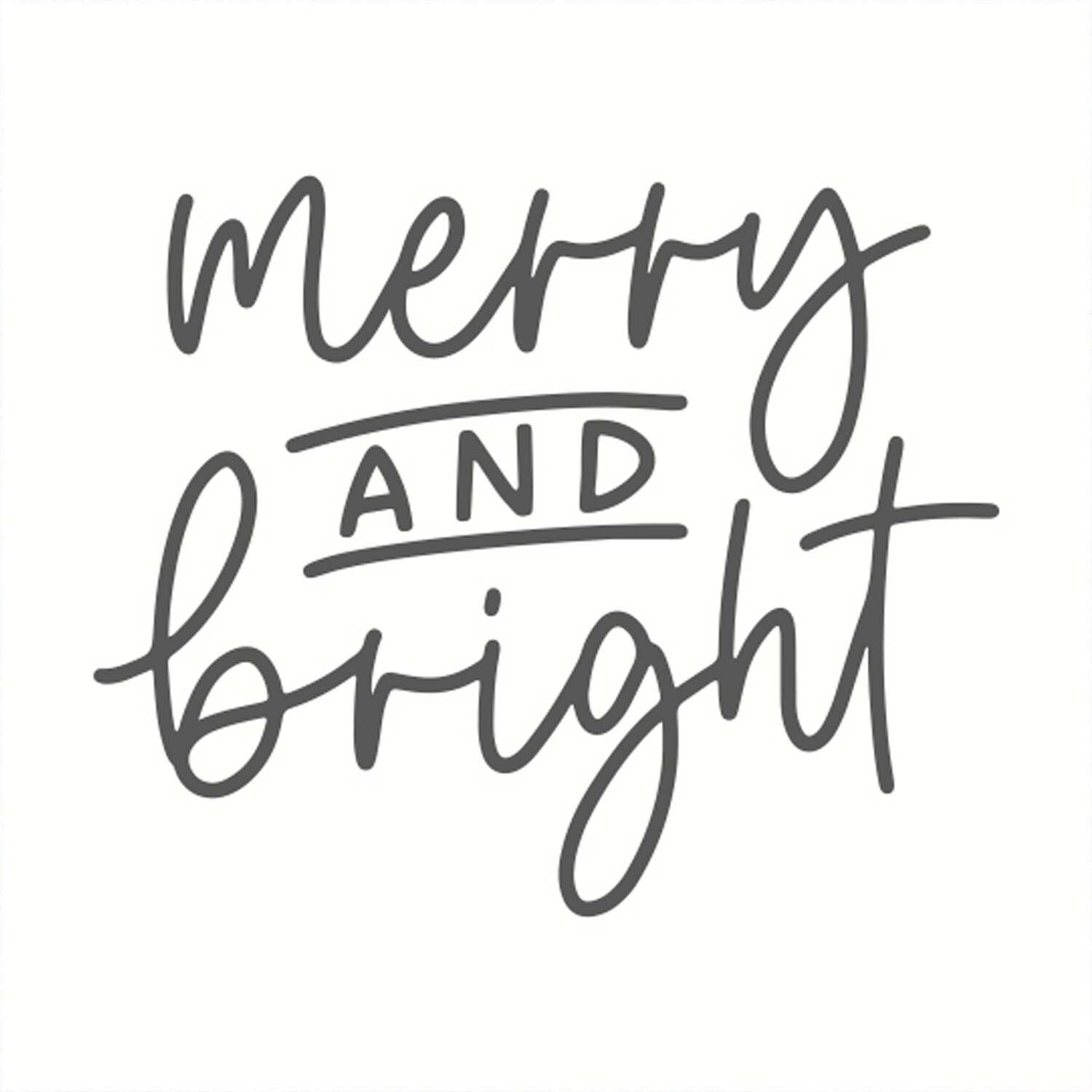Stempel merry and bright weiß 45x45mm