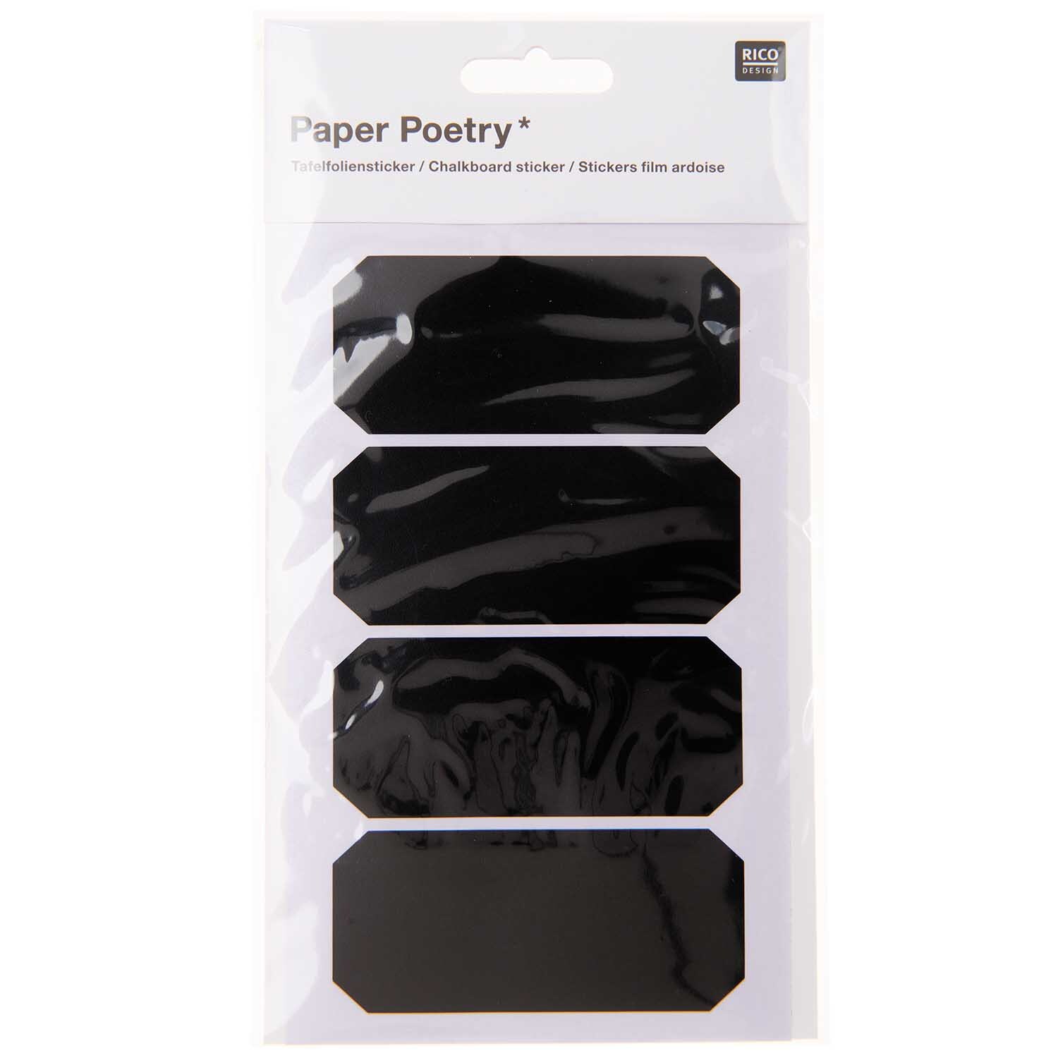Paper Poetry Tafelfolien Sticker Etiketten schwarz 4 Stück
