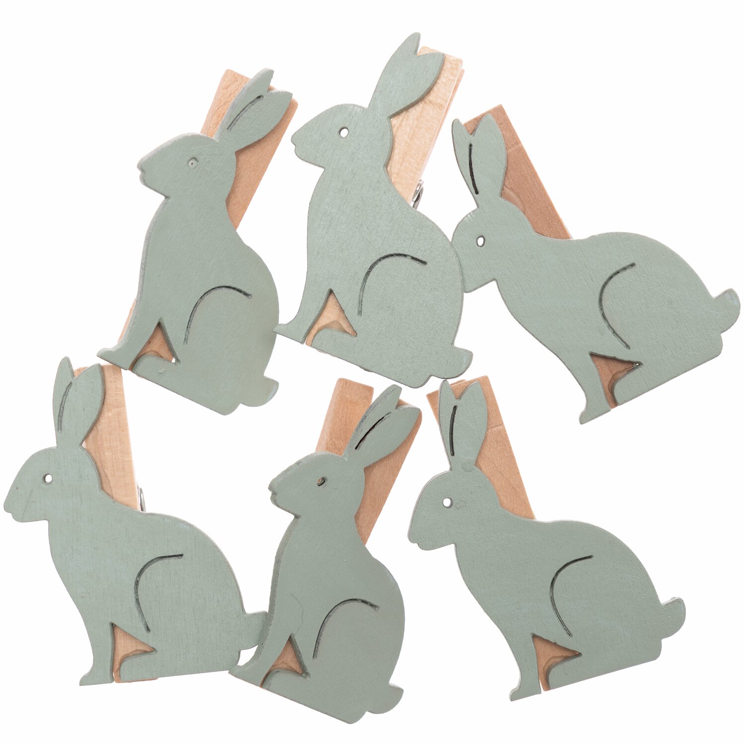 Rico Design Dekoklammern Hase 6 Stück Mint