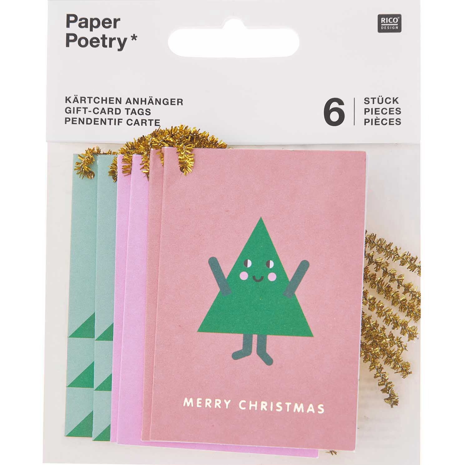 Paper Poetry Kärtchenanhänger pastell Merry Christmas 6 Stück