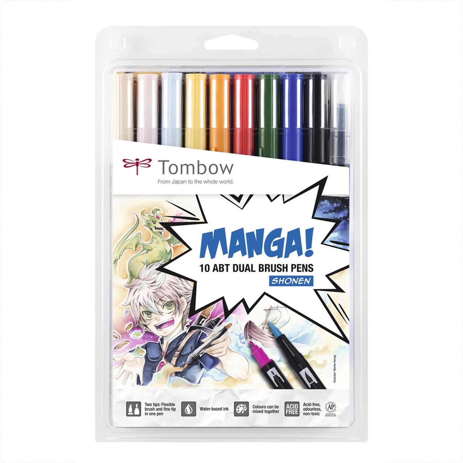 ABT Brush Pen Set Manga Shonen 10teilig