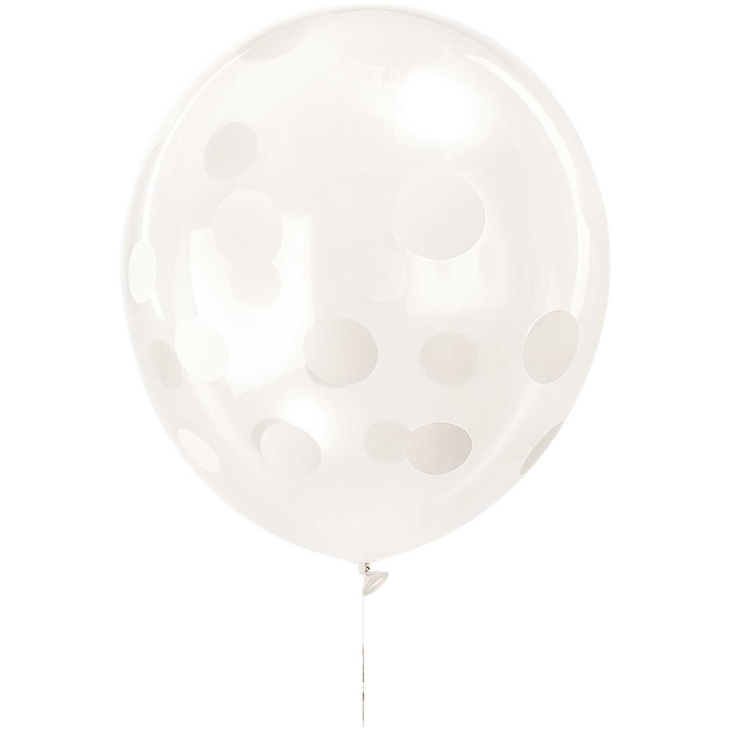 Luftballon Punkte/unifarben transparent-weiß 30cm 12 Stück