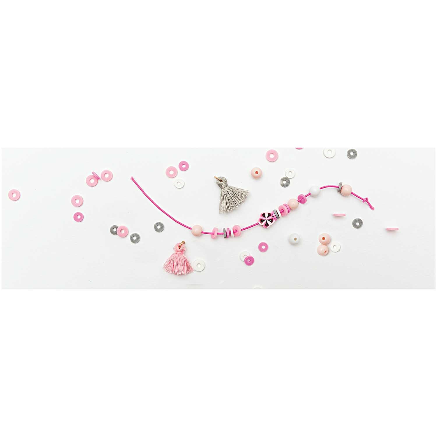 Mini Perlen Armband Set rosa-grau