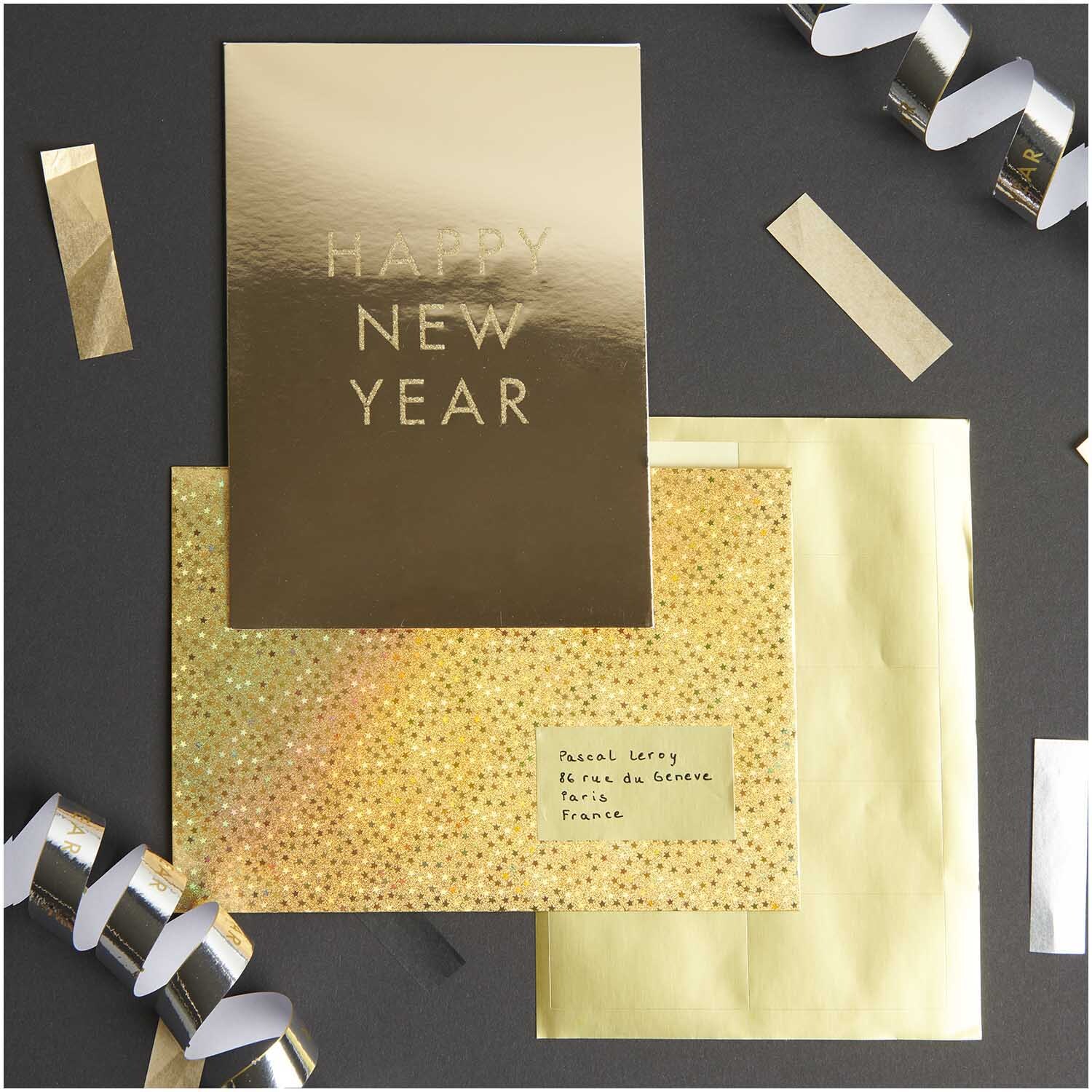 Paper Poetry Kartenset Happy New Year gold 20teilig