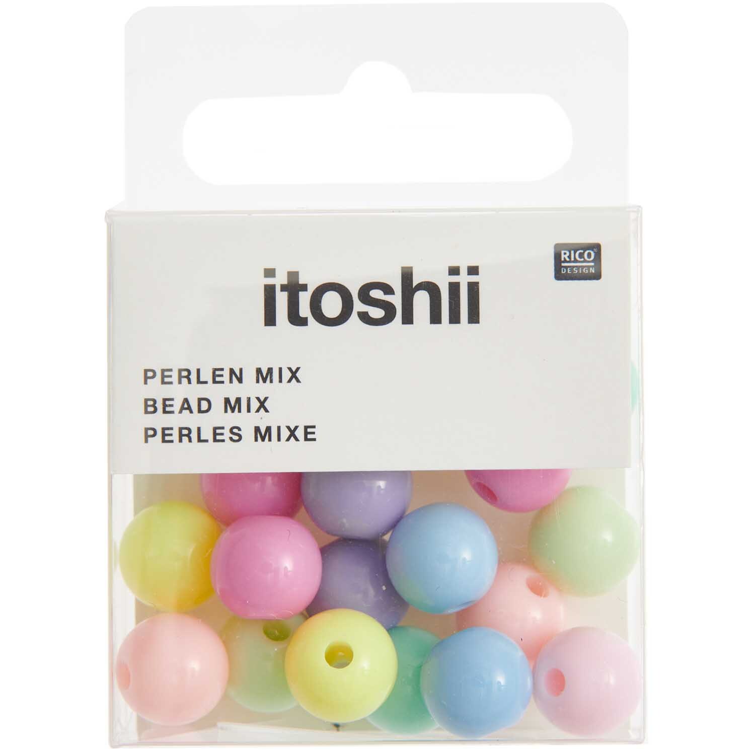 itoshii Kunststoffperlen rainbow pastell Mix 10mm 24 Stück