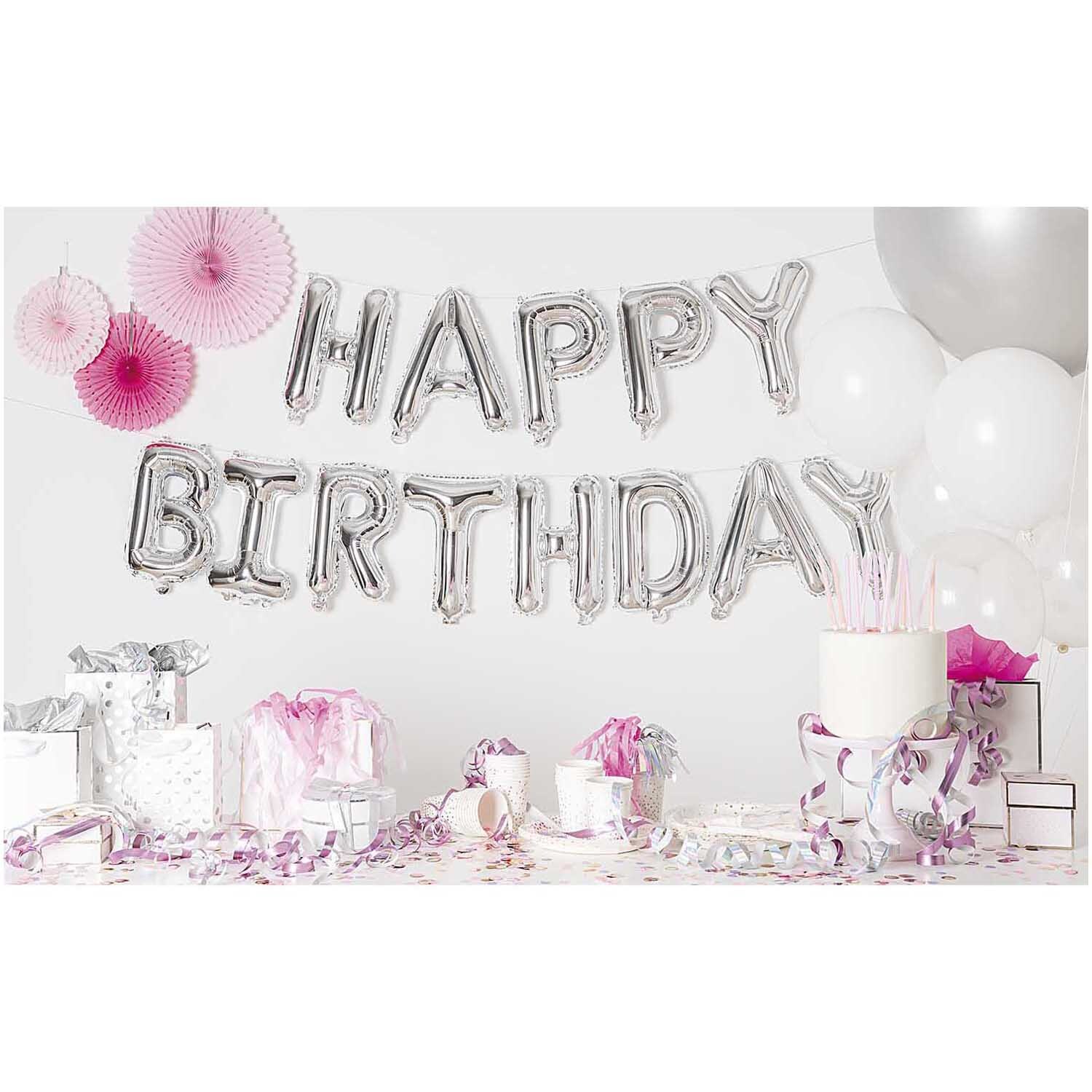 Folienballon-Set Happy Birthday silber 13teilig