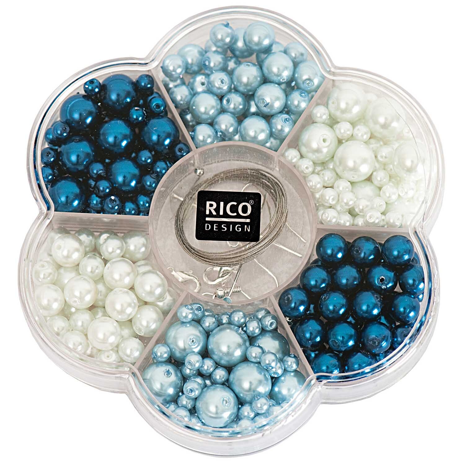 Renaissance Perlen-Set blau  Mix